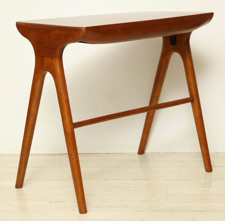 Small MidCentury Cherry Wood Desk with Matching Chair, France, circa