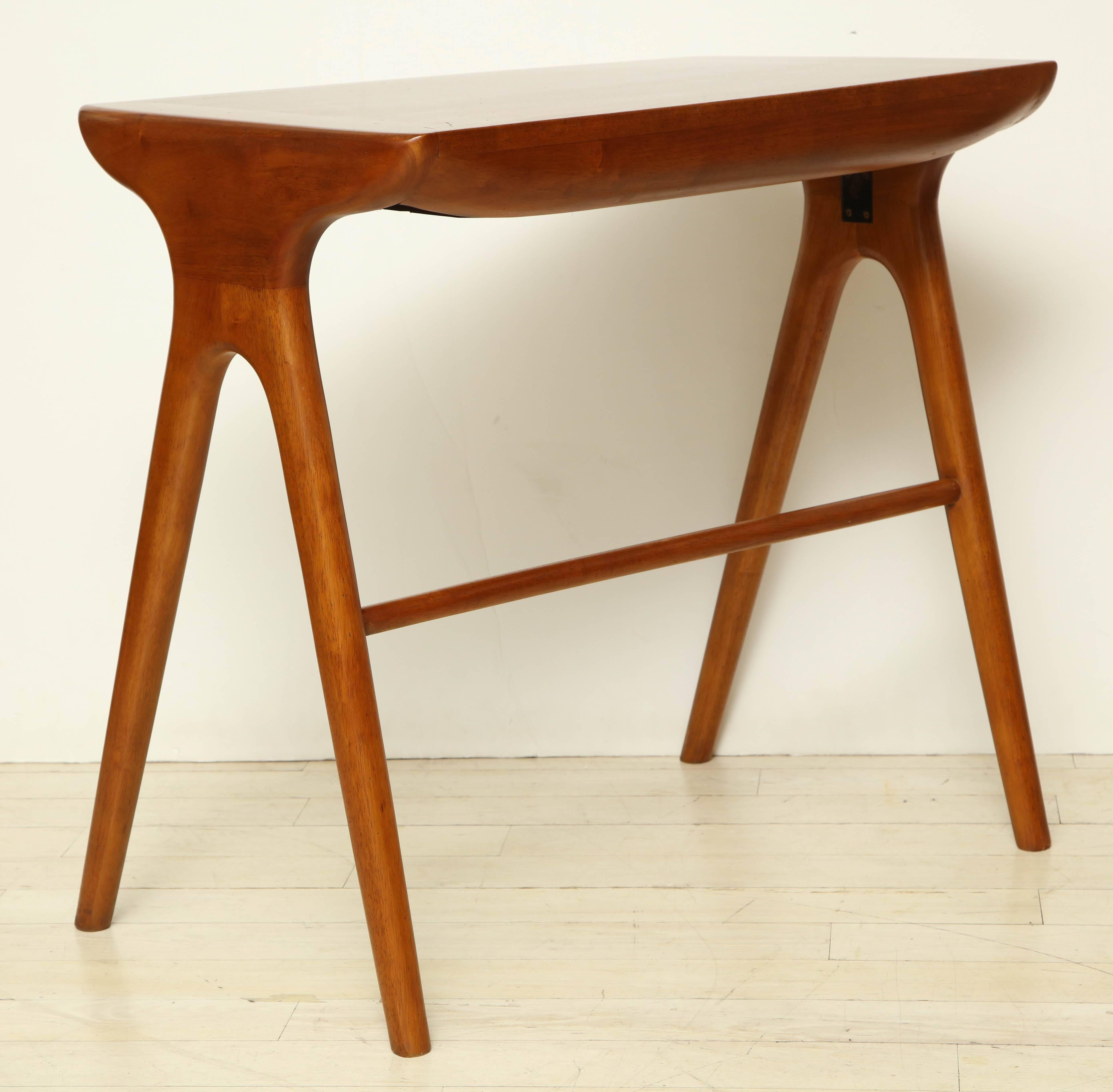 Small Mid-Century Cherry Wood Desk with Matching Chair, France, circa 1960 1