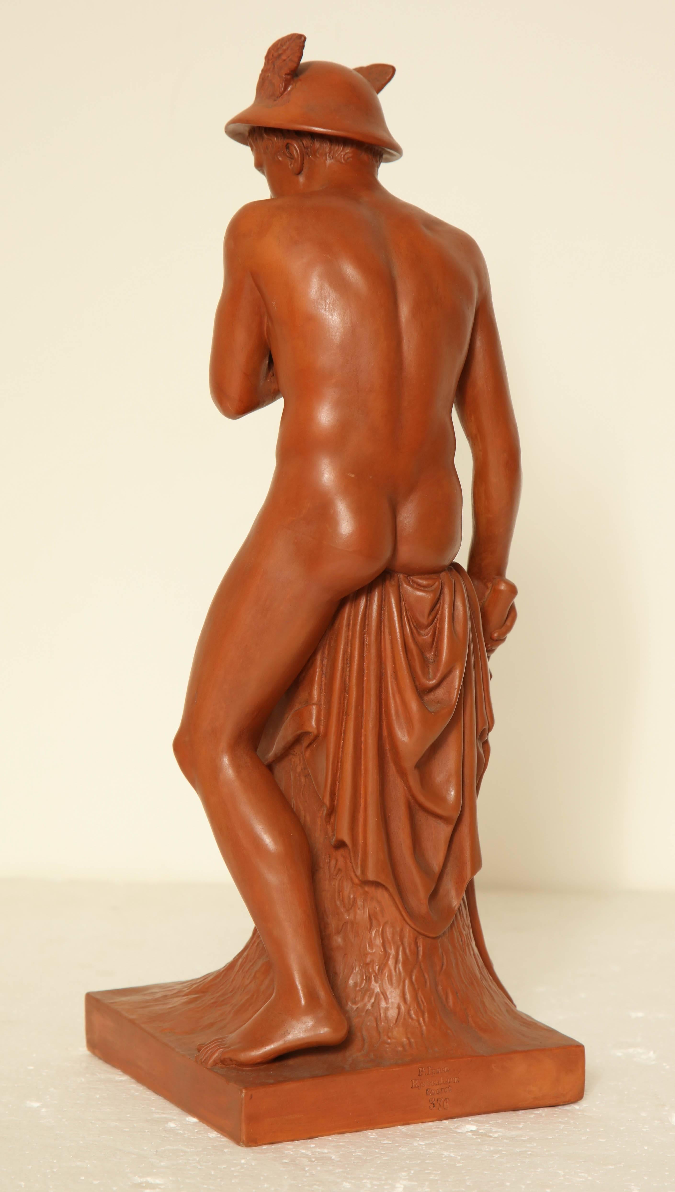 Danish Late 19th Century Terra Cotta of Seated Mercury For Sale