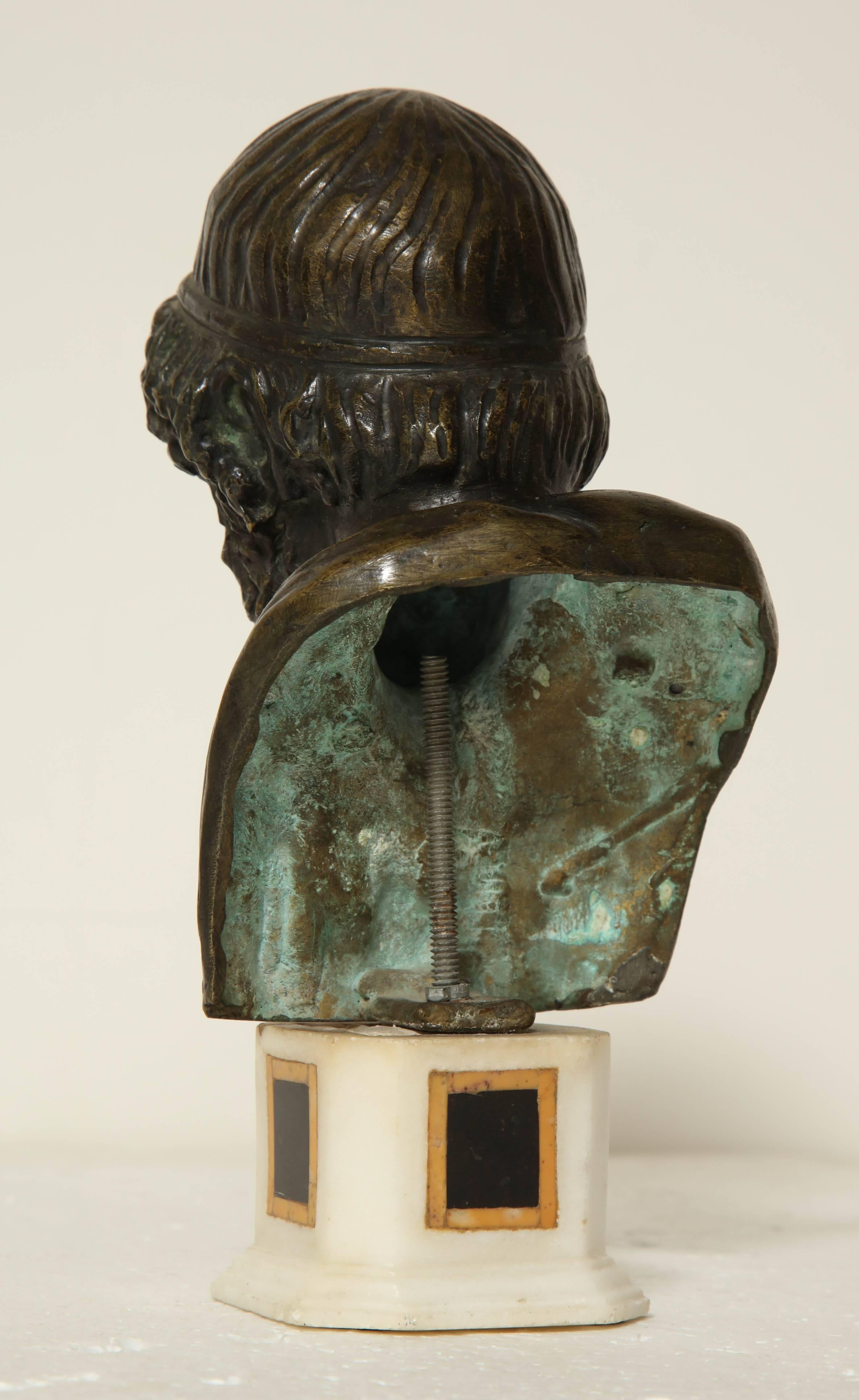 19th Century Italian Bronze Bust of Homer on Marble Socle For Sale 1
