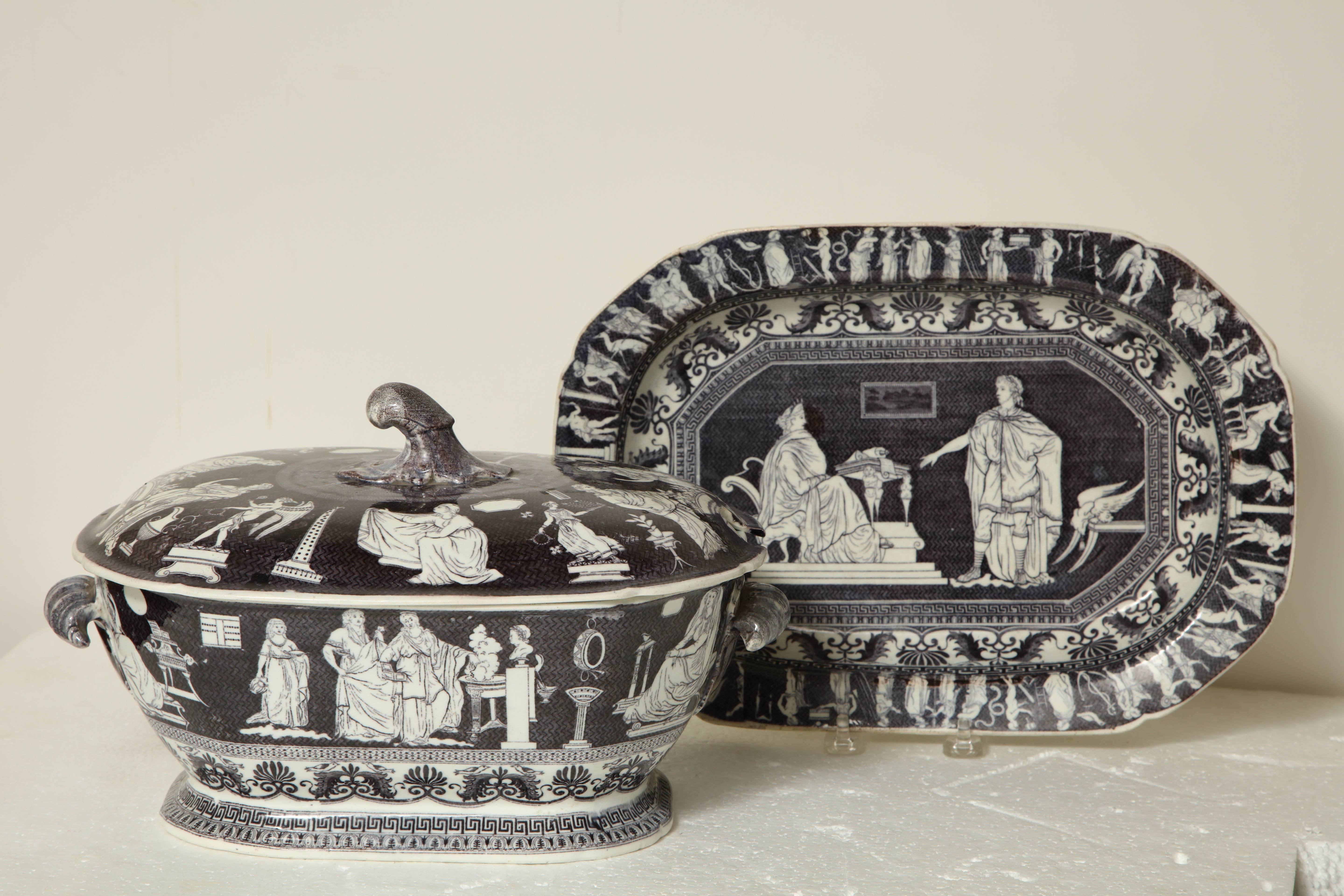 Early 19th century English,Soup Tureen with Underliner and Lid, circa 1820.Possibly Minton