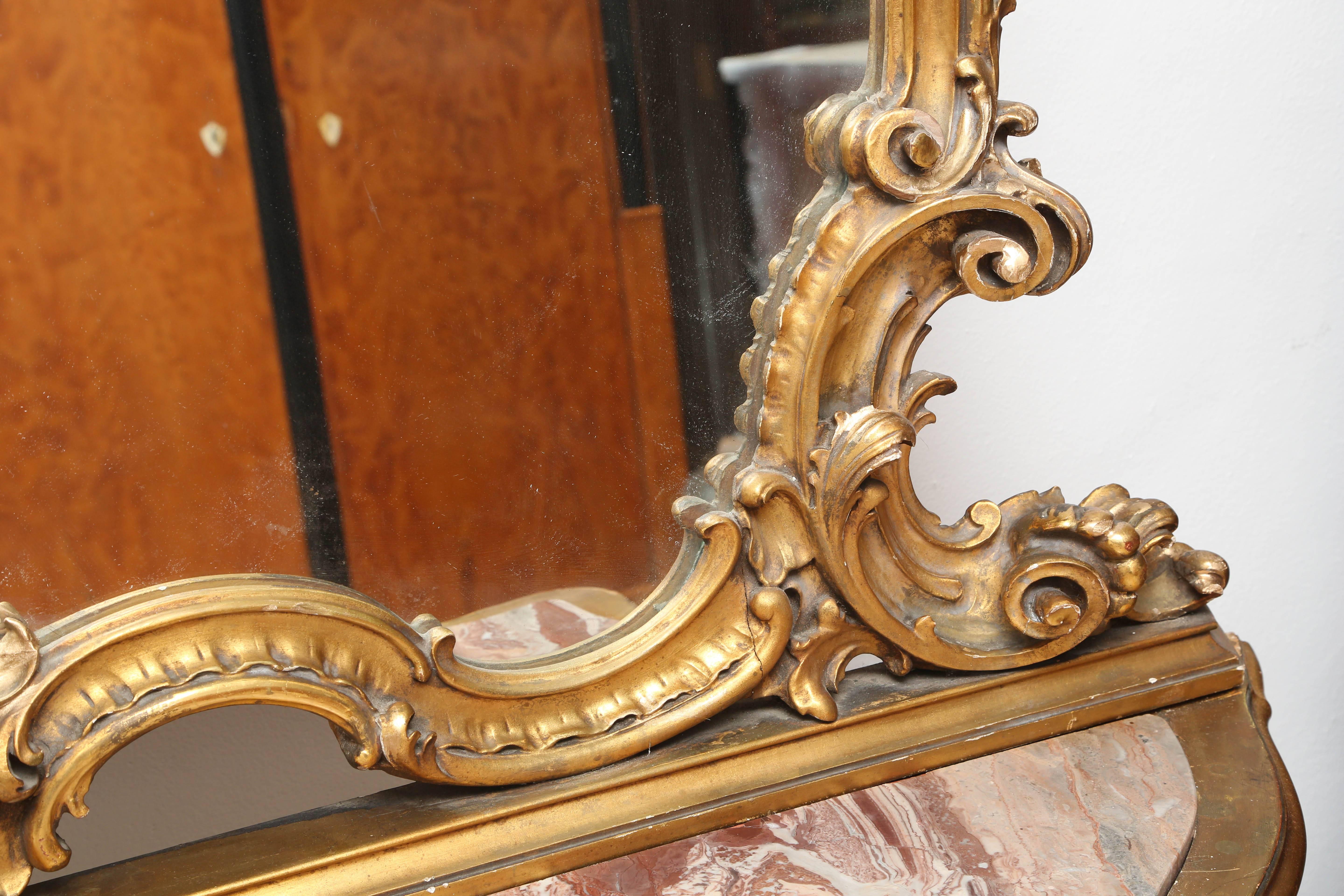 Giltwood Superb French 19th Century Gilt Console and Mirror