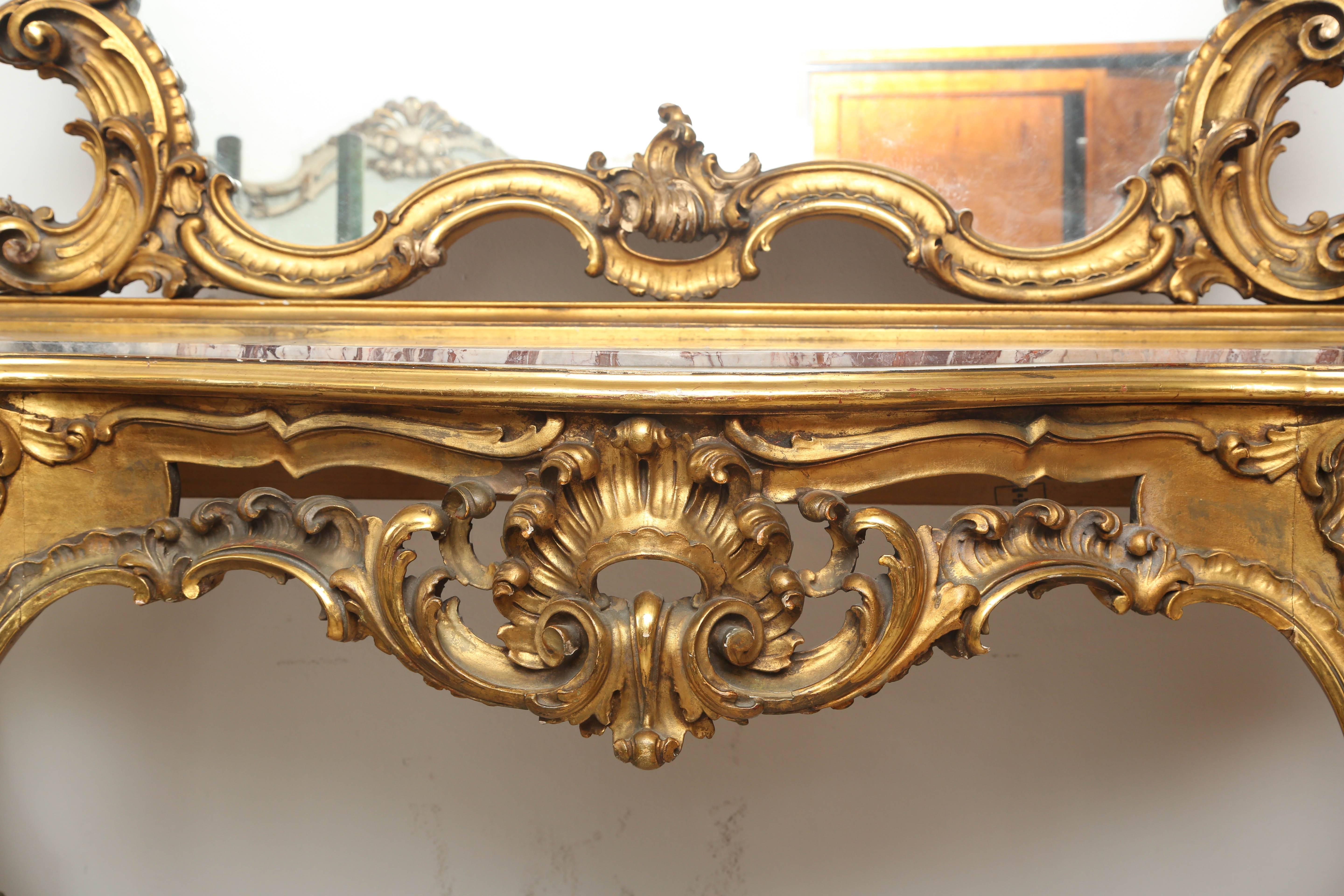 Superb French 19th Century Gilt Console and Mirror 1