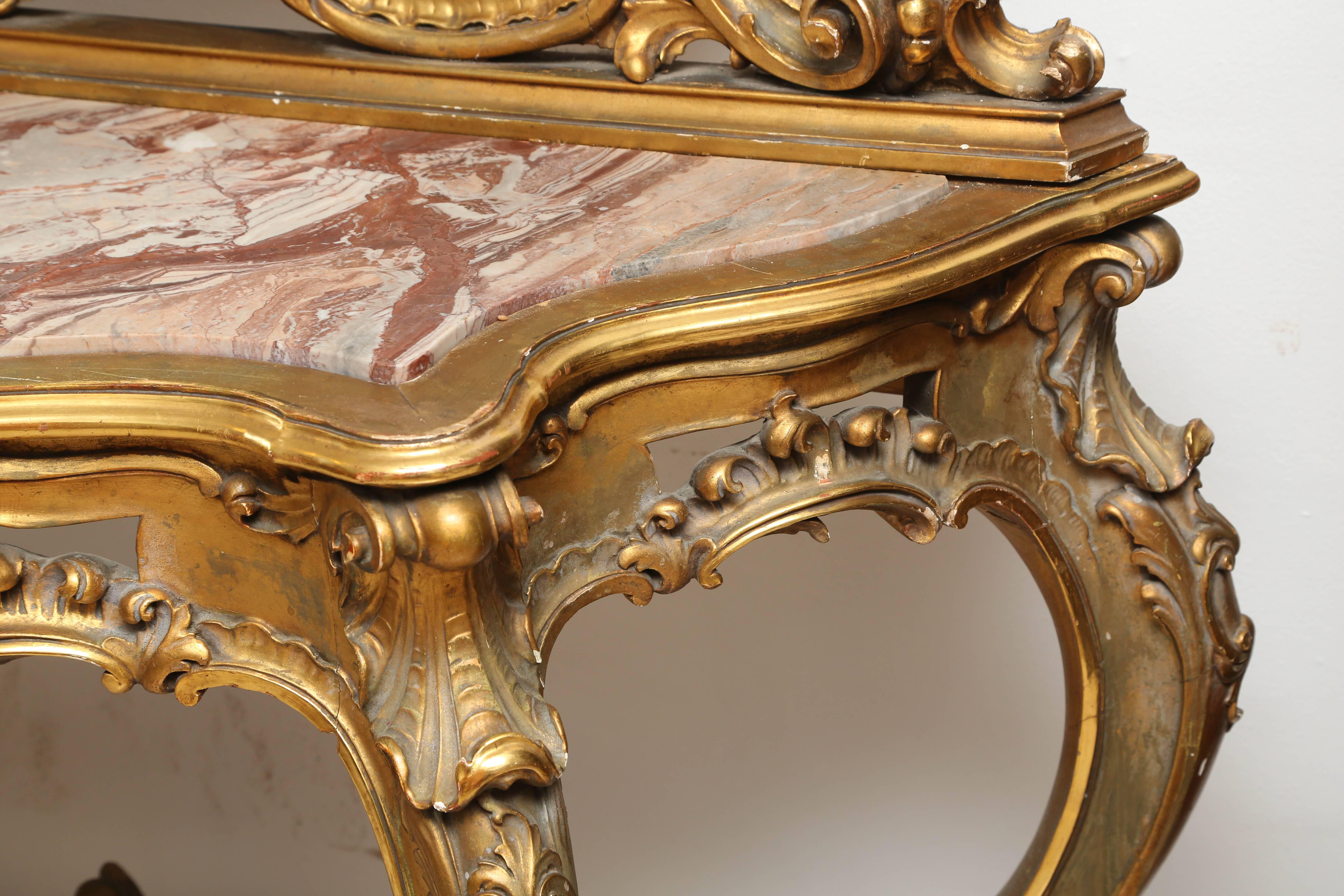 Superb French 19th Century Gilt Console and Mirror 4