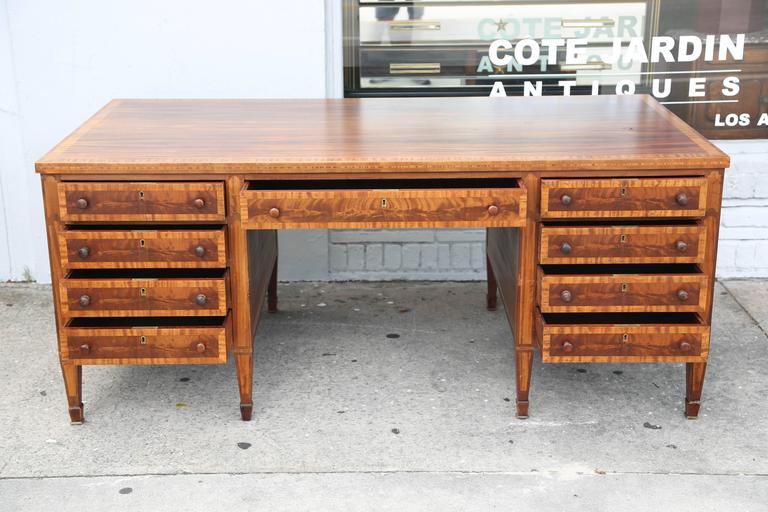 Large Early 1900s L Kreiss Partner Desk With Nine Drawers