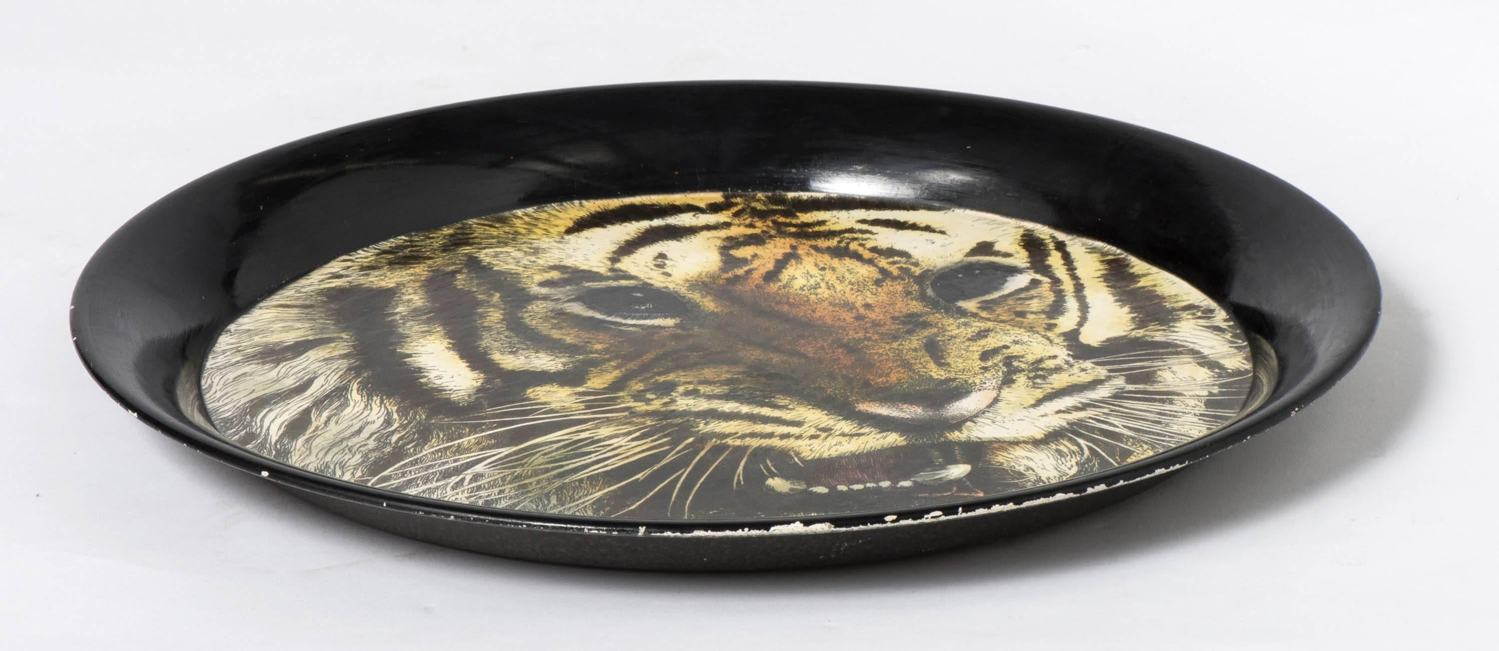 Italian Piero Fornasetti tray with tiger, Italy circa 1960 For Sale