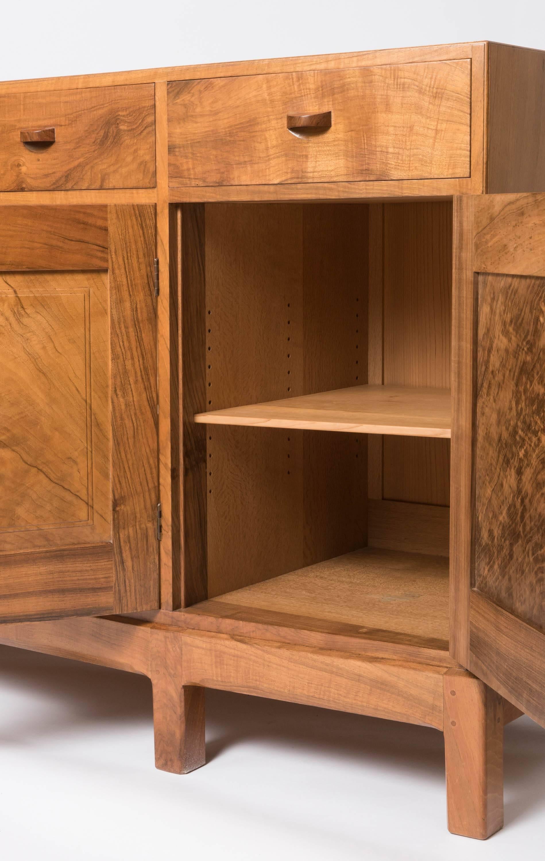 Mid-20th Century Edward Barnsley walnut splayed front side cabinet, England circa 1947 For Sale