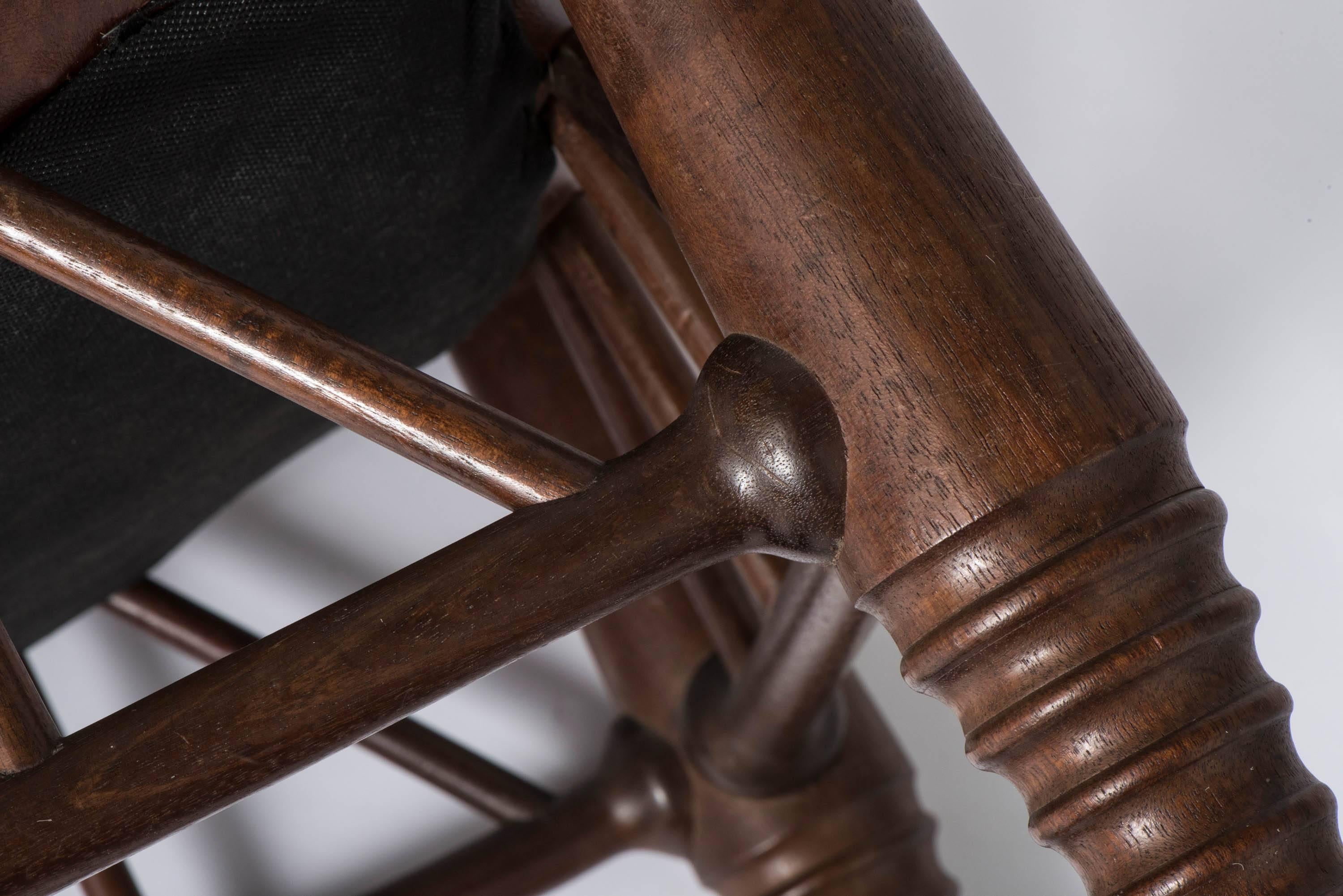 Leather Liberty and Co mahogany Thebes stool, London circa 1900