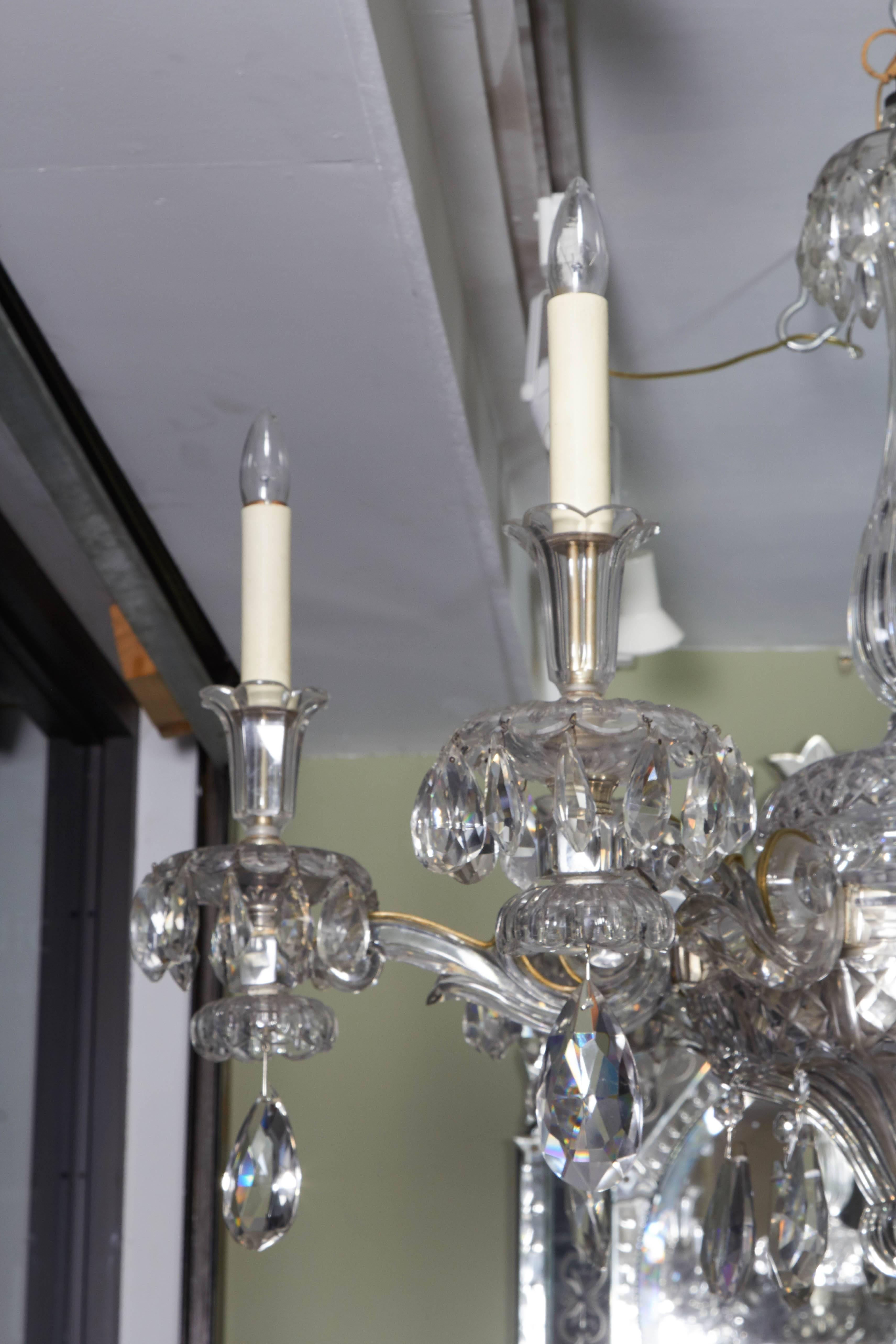 An Exceptional French Art Deco Molded and Cut-Crystal Six-Light Chandelier 3