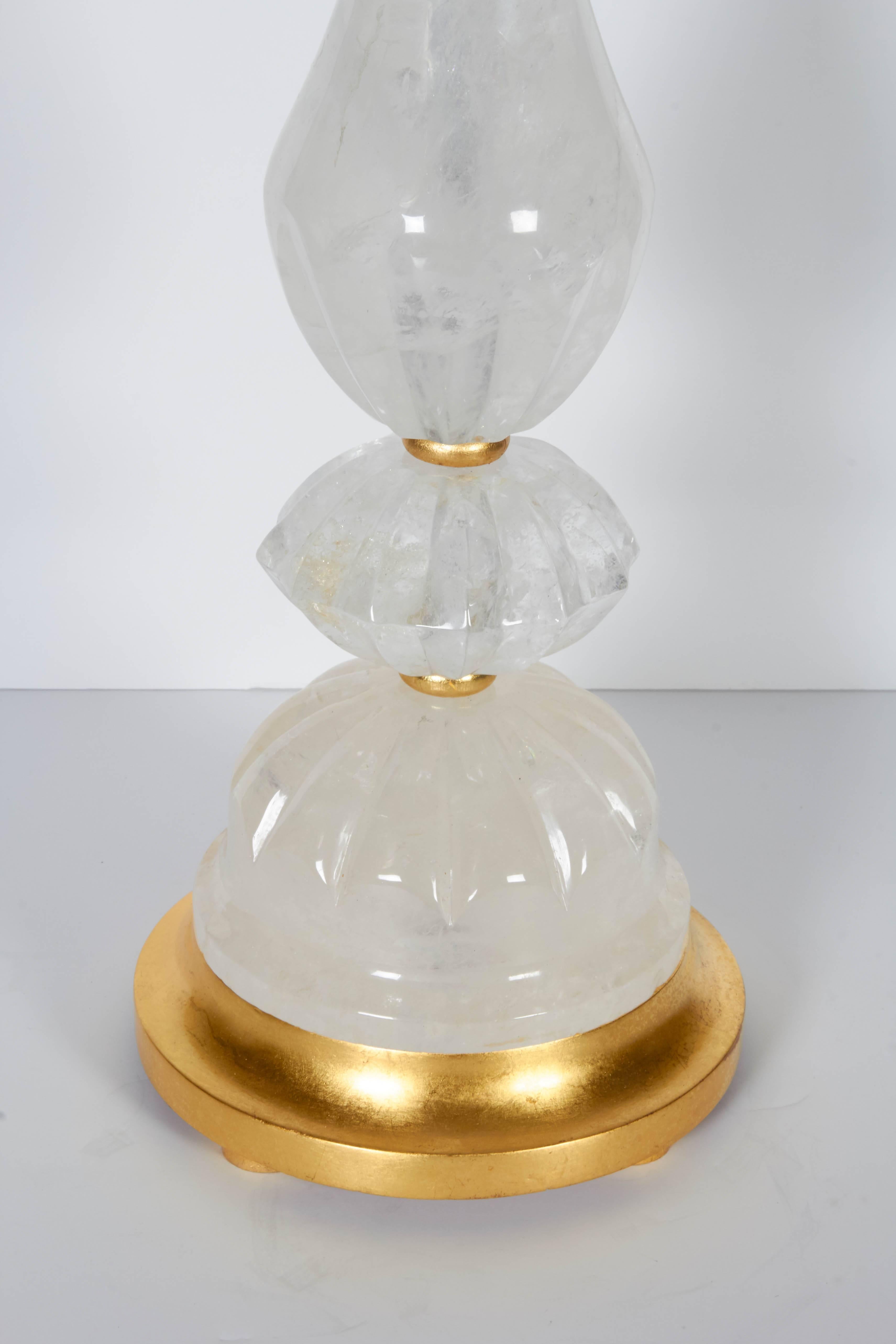 Art Deco A Pair of New Rock Crystal Lamps