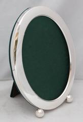 Edwardian Sterling Silver Oval Picture Frame on Ball Feet