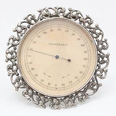 Victorian Sterling Silver Table Thermometer