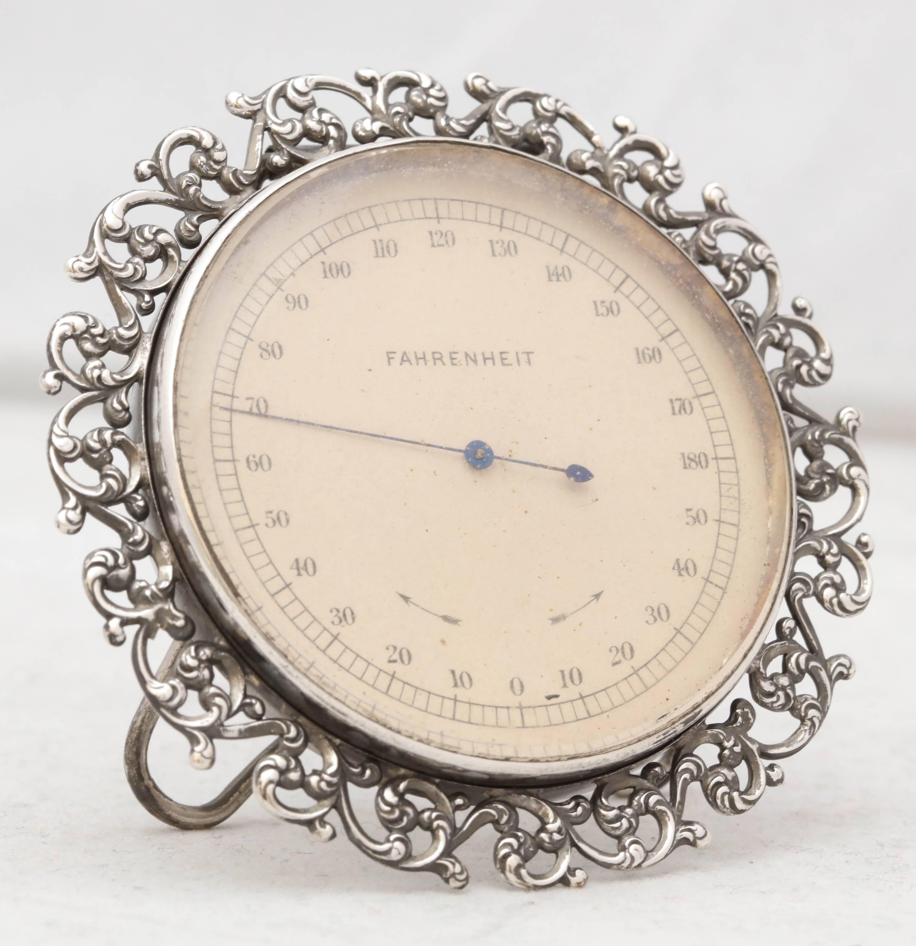 Victorian Sterling Silver Table Thermometer 2