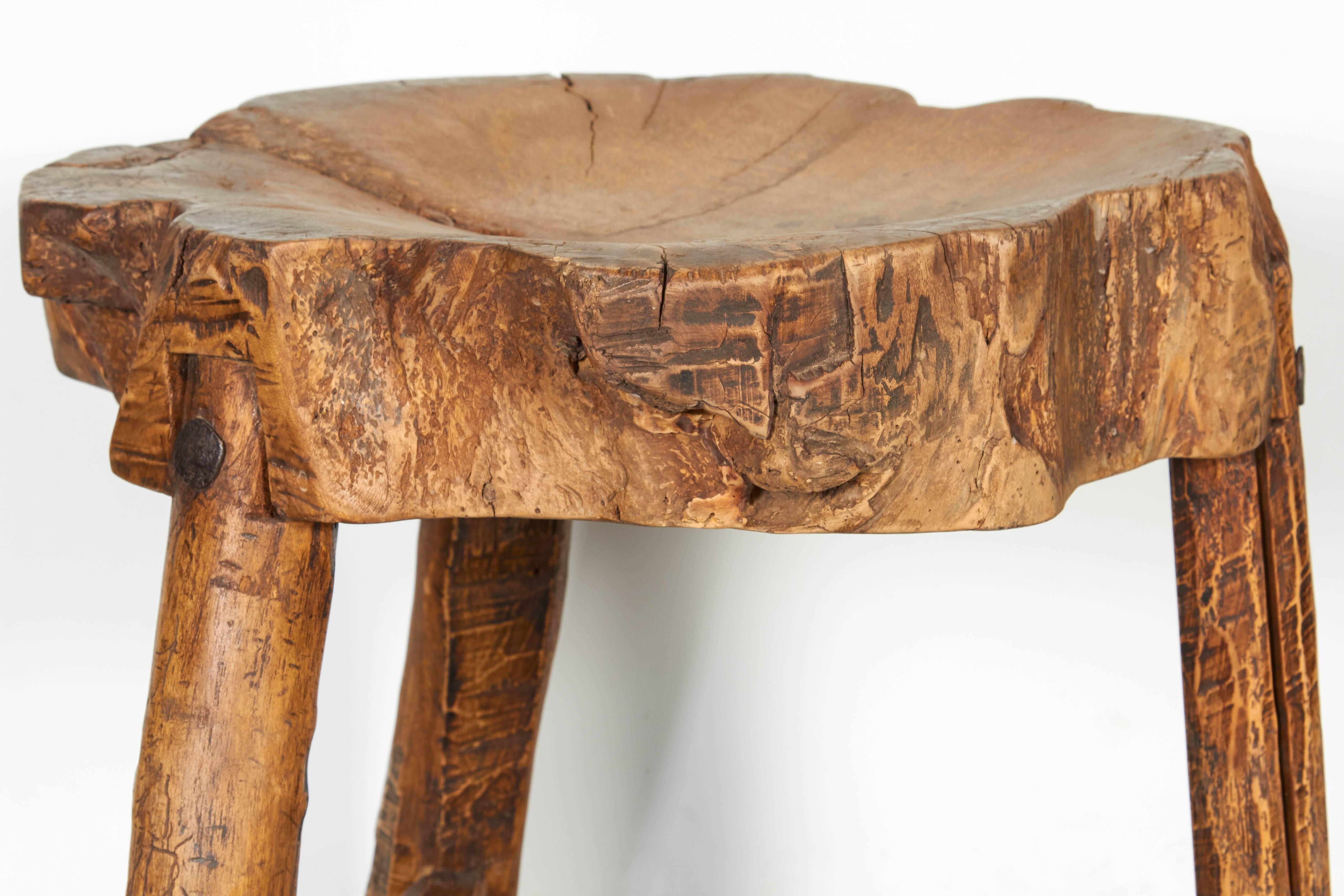 Elm Organically Shaped Rustic Butcher Block Stool