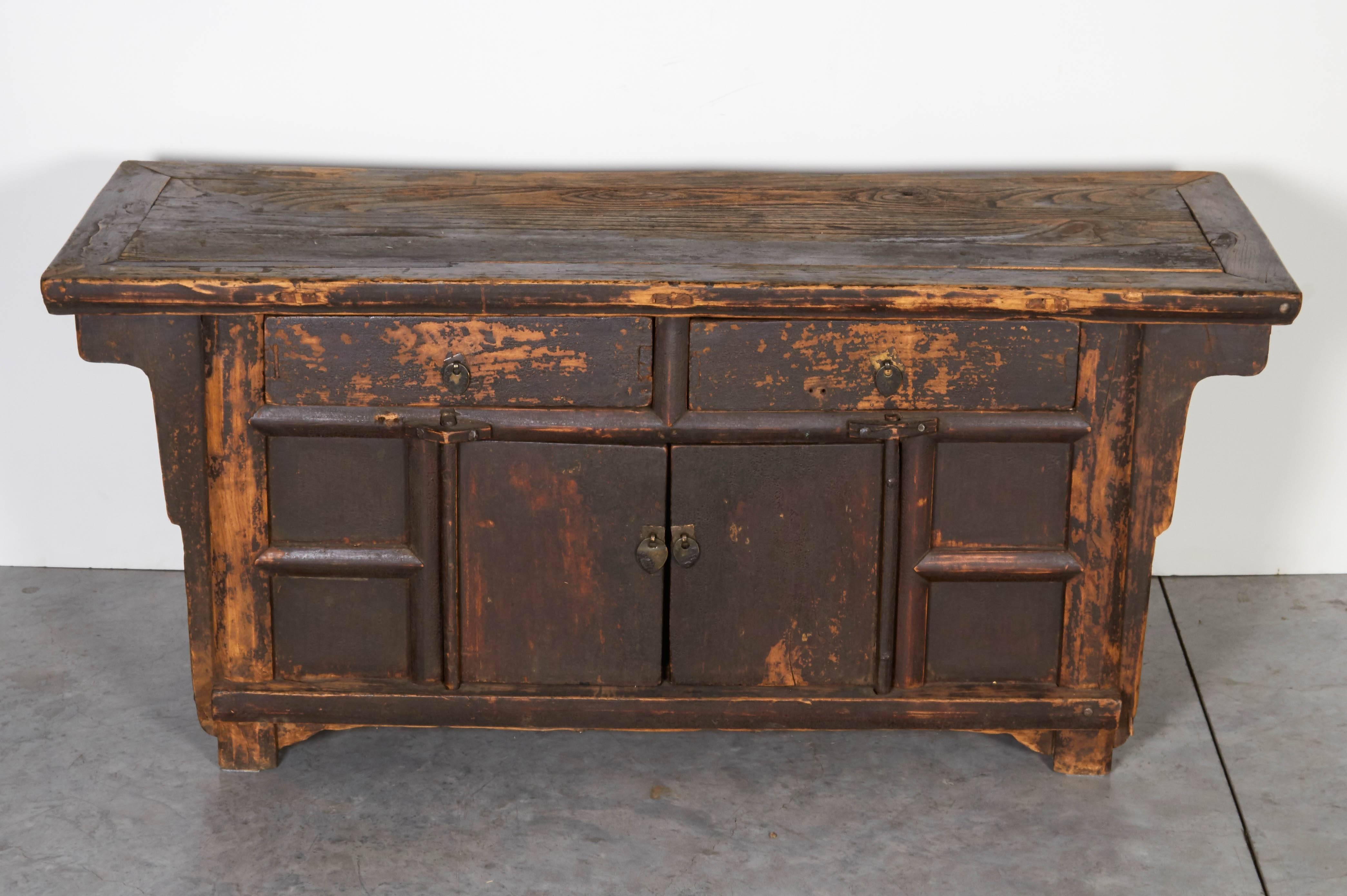 Antique Chinese Two-Drawer Cabinet In Good Condition For Sale In New York, NY