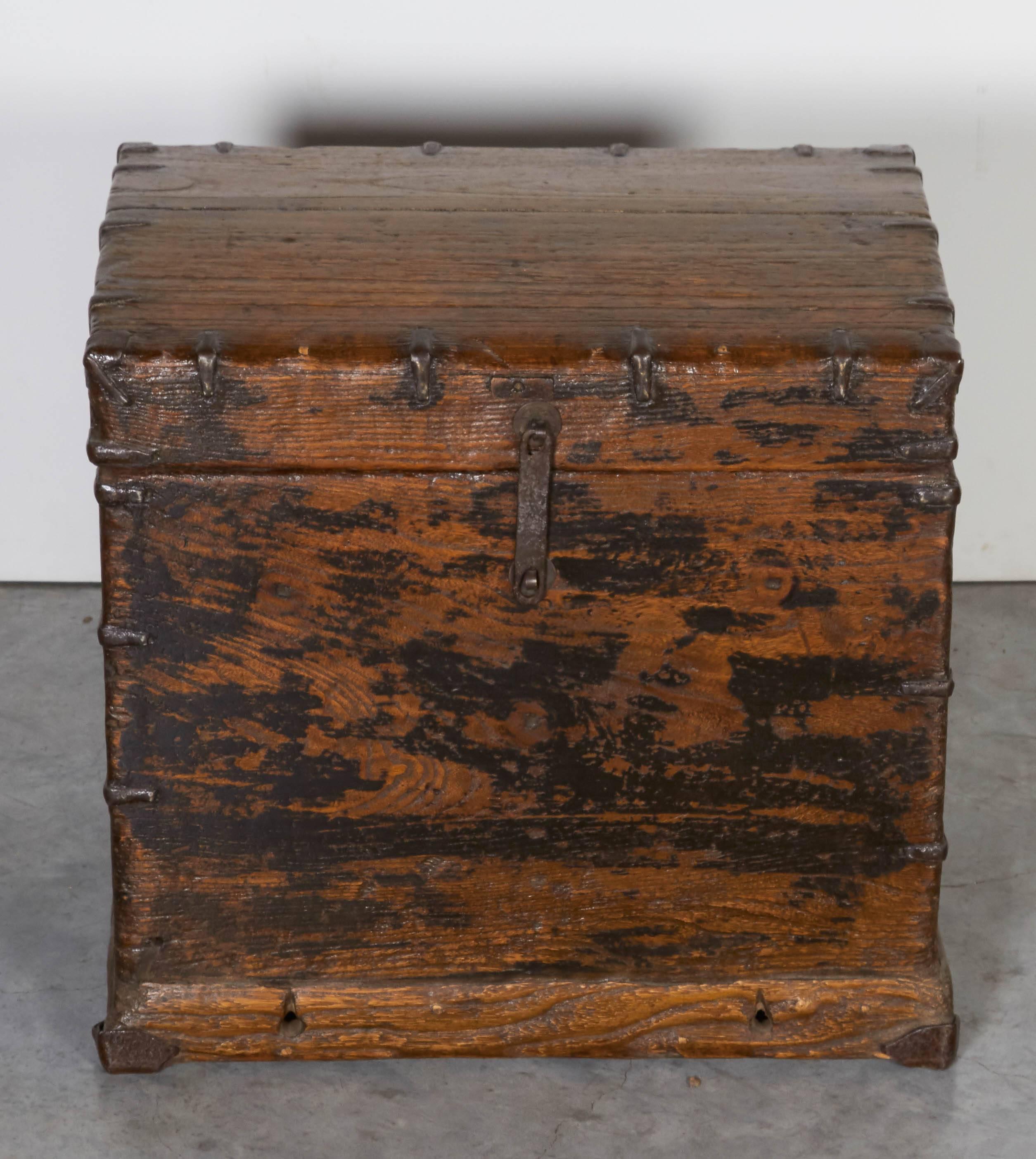Perfectly Worn Antique Chest with Original Iron Fittings In Good Condition In New York, NY