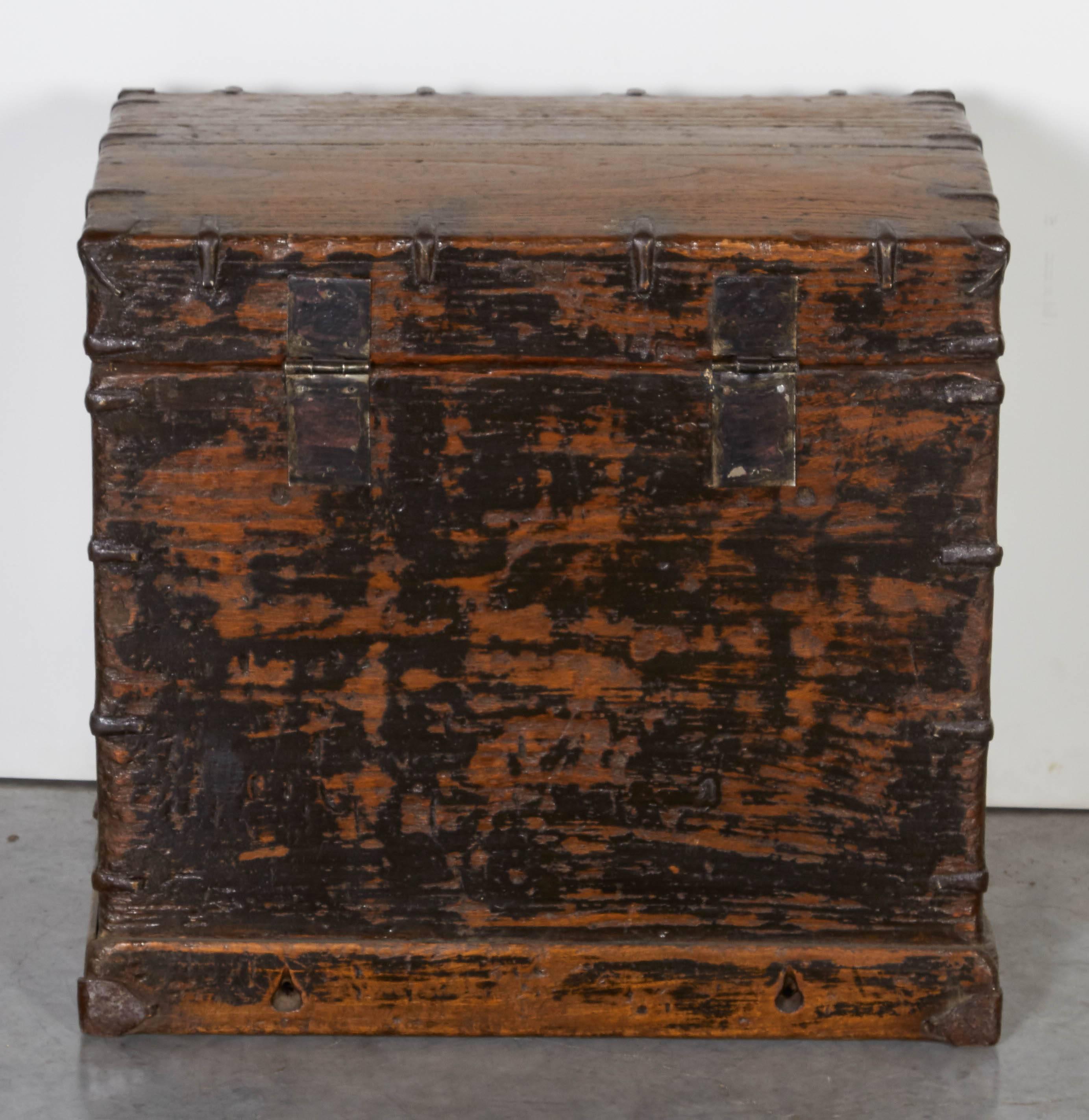 Perfectly Worn Antique Chest with Original Iron Fittings 2