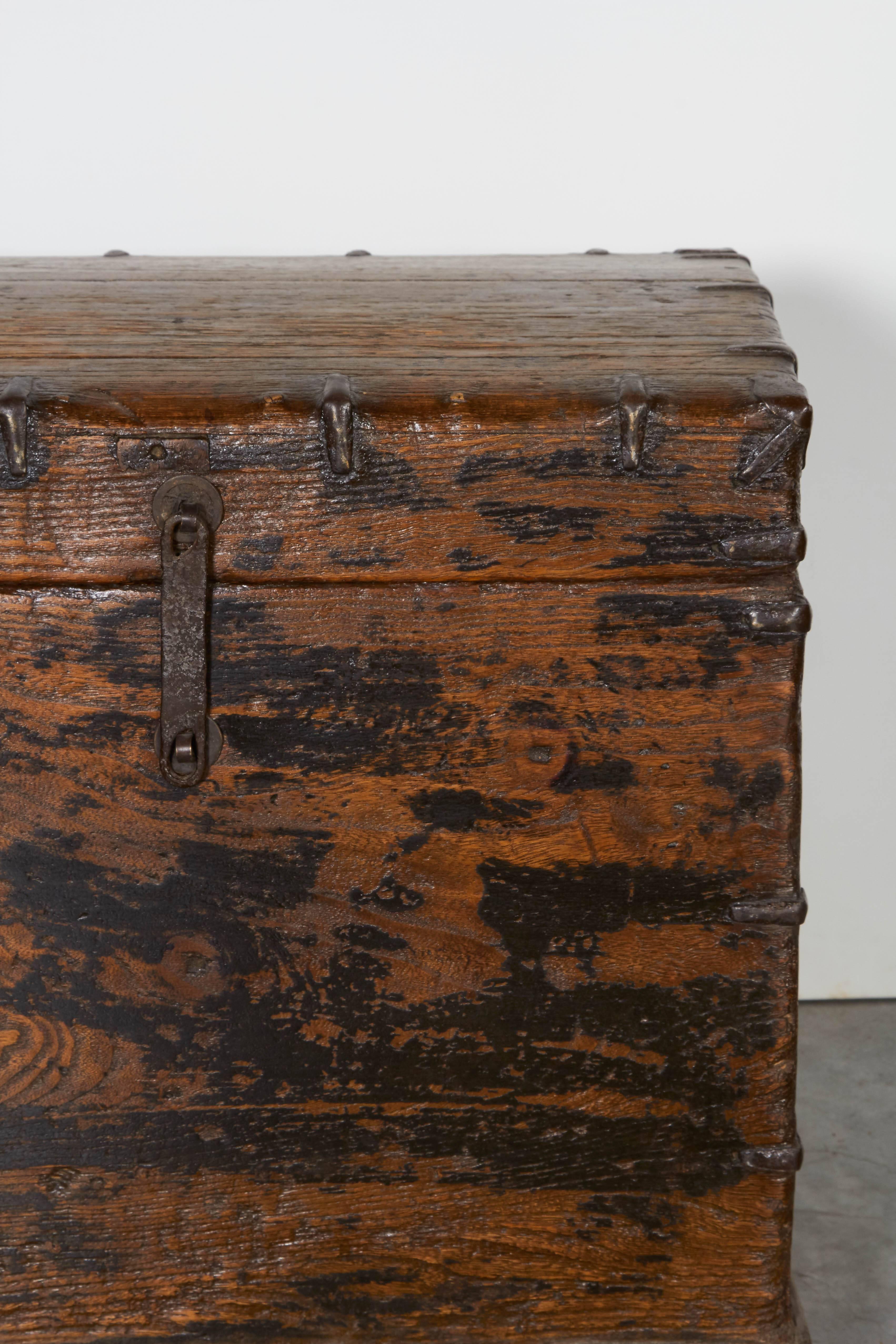 Perfectly Worn Antique Chest with Original Iron Fittings 3