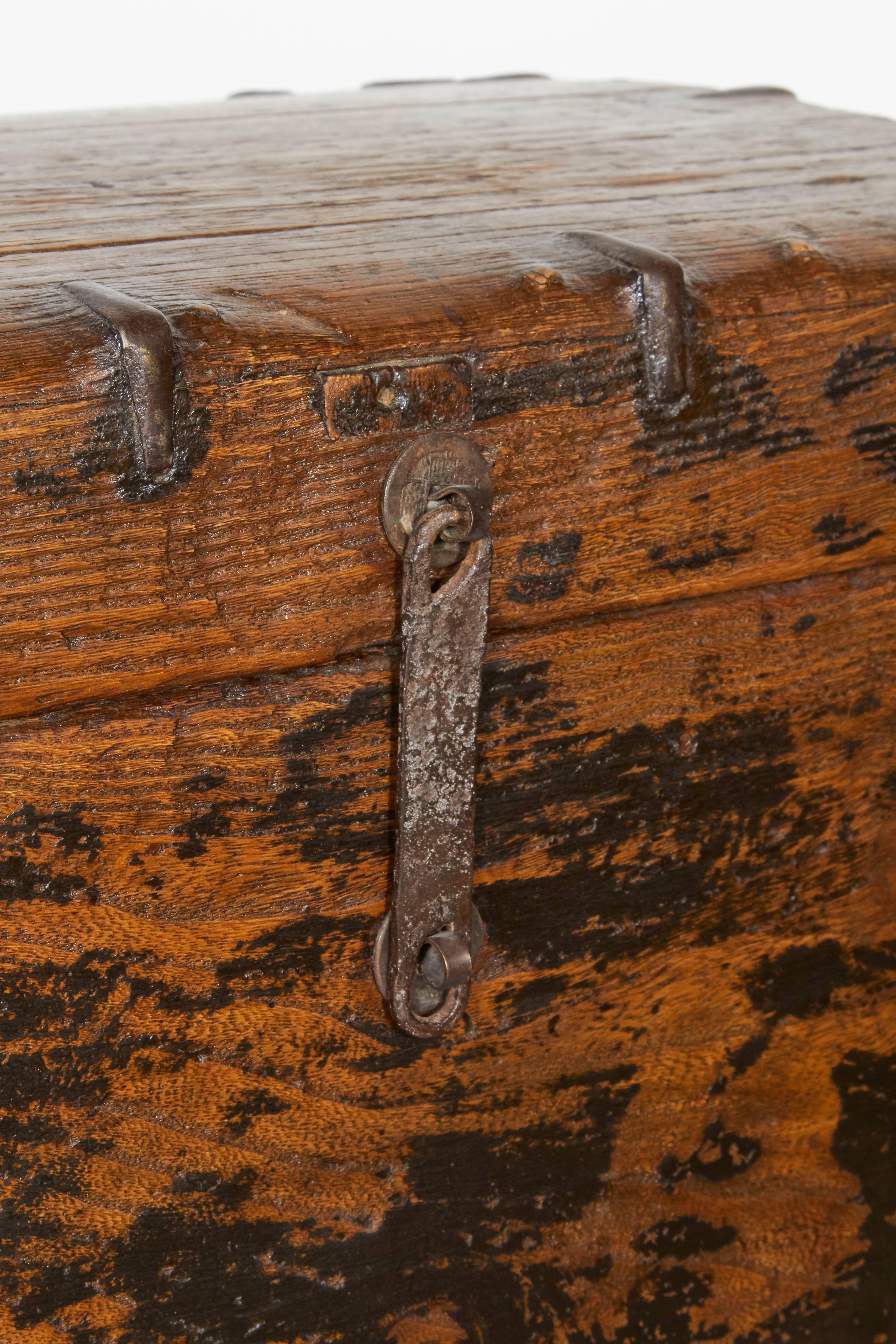 Perfectly Worn Antique Chest with Original Iron Fittings 4