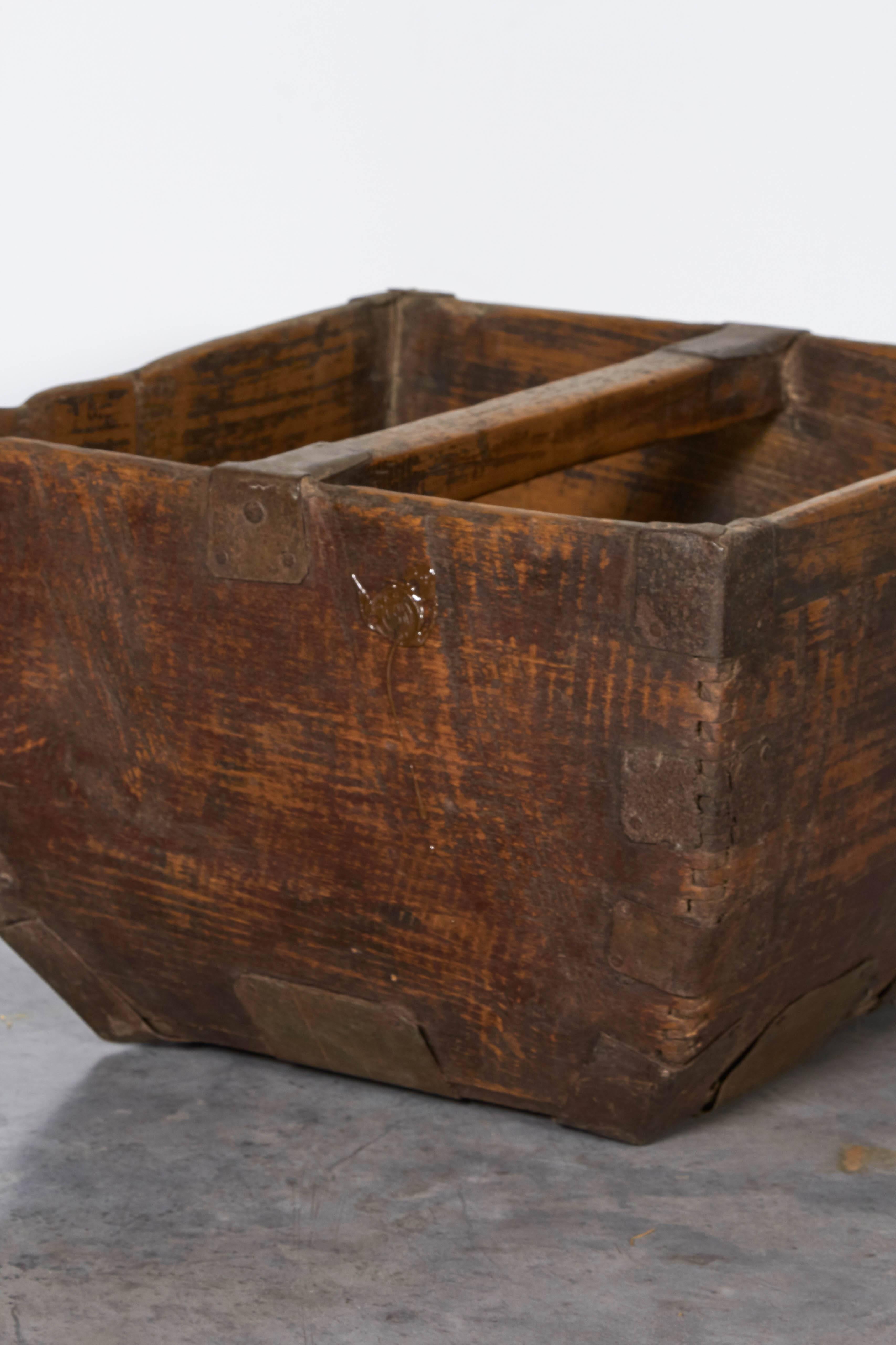 Early 20th Century Antique Chinese Rice Measure Basket