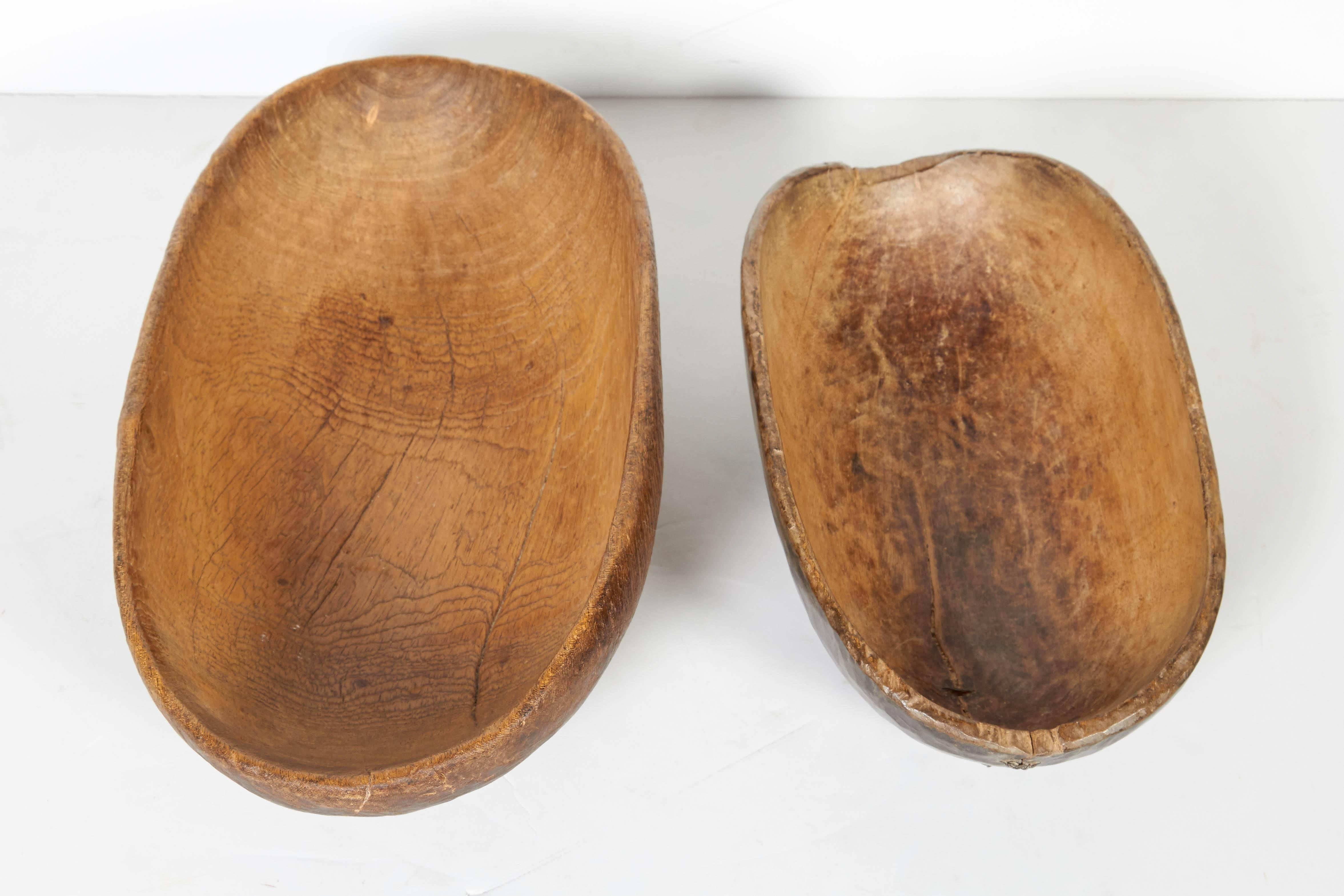 Wood Pair of Vintage West African Food Bowls