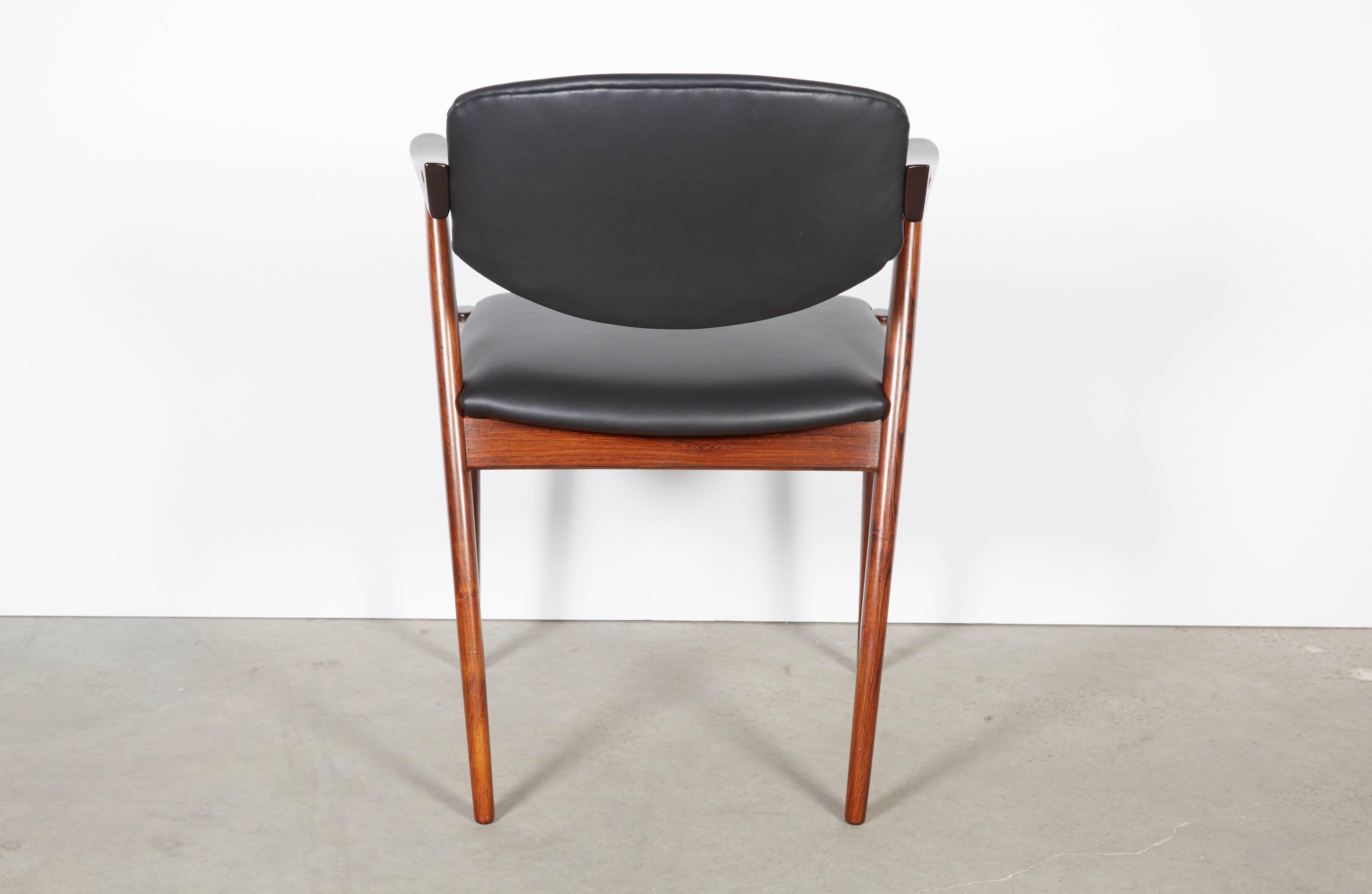 Mid-20th Century Kai Kristiansen Black Leather Dining Chairs - Pair