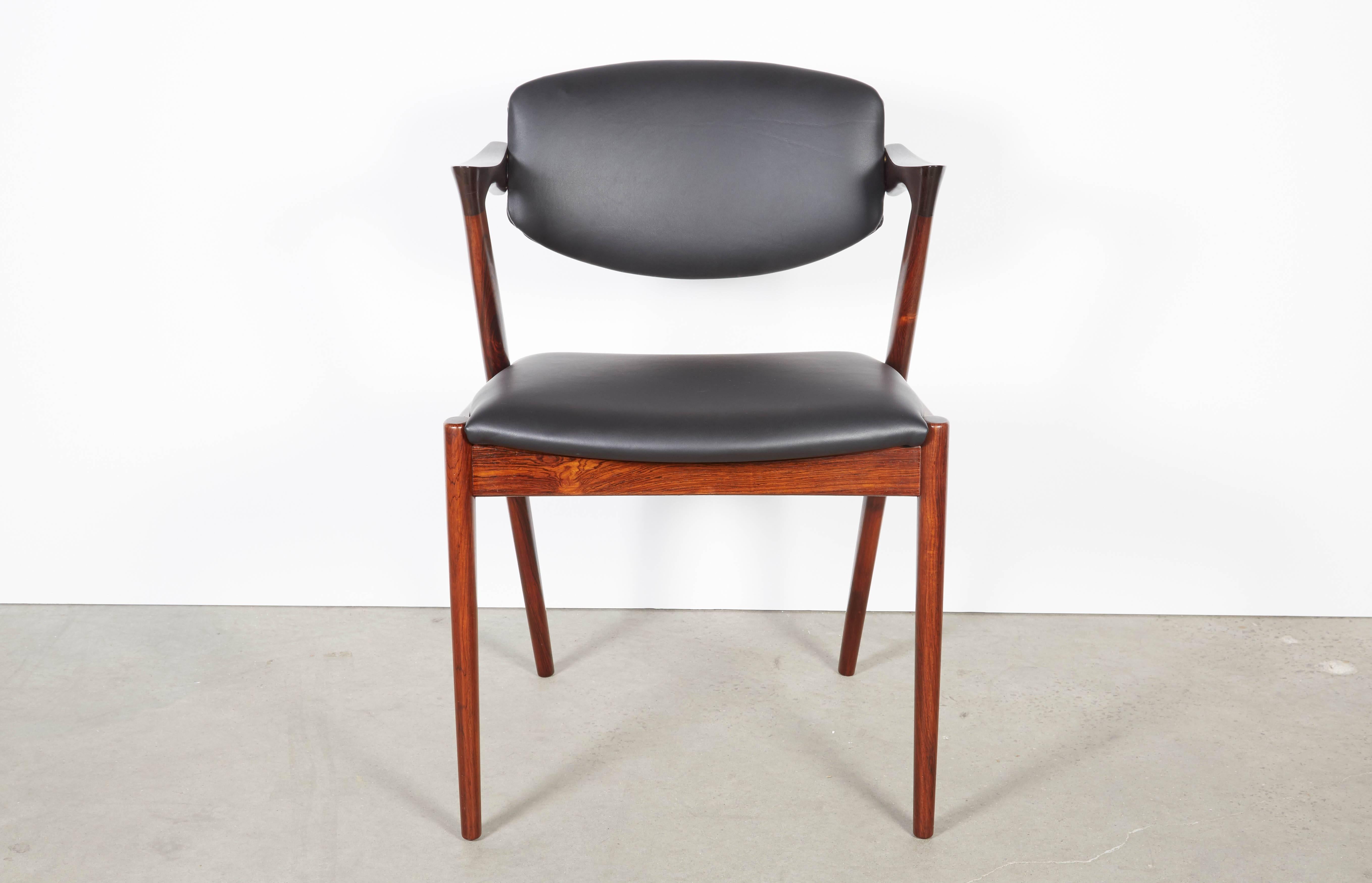 Kai Kristiansen Black Leather Dining Chairs - Pair 1