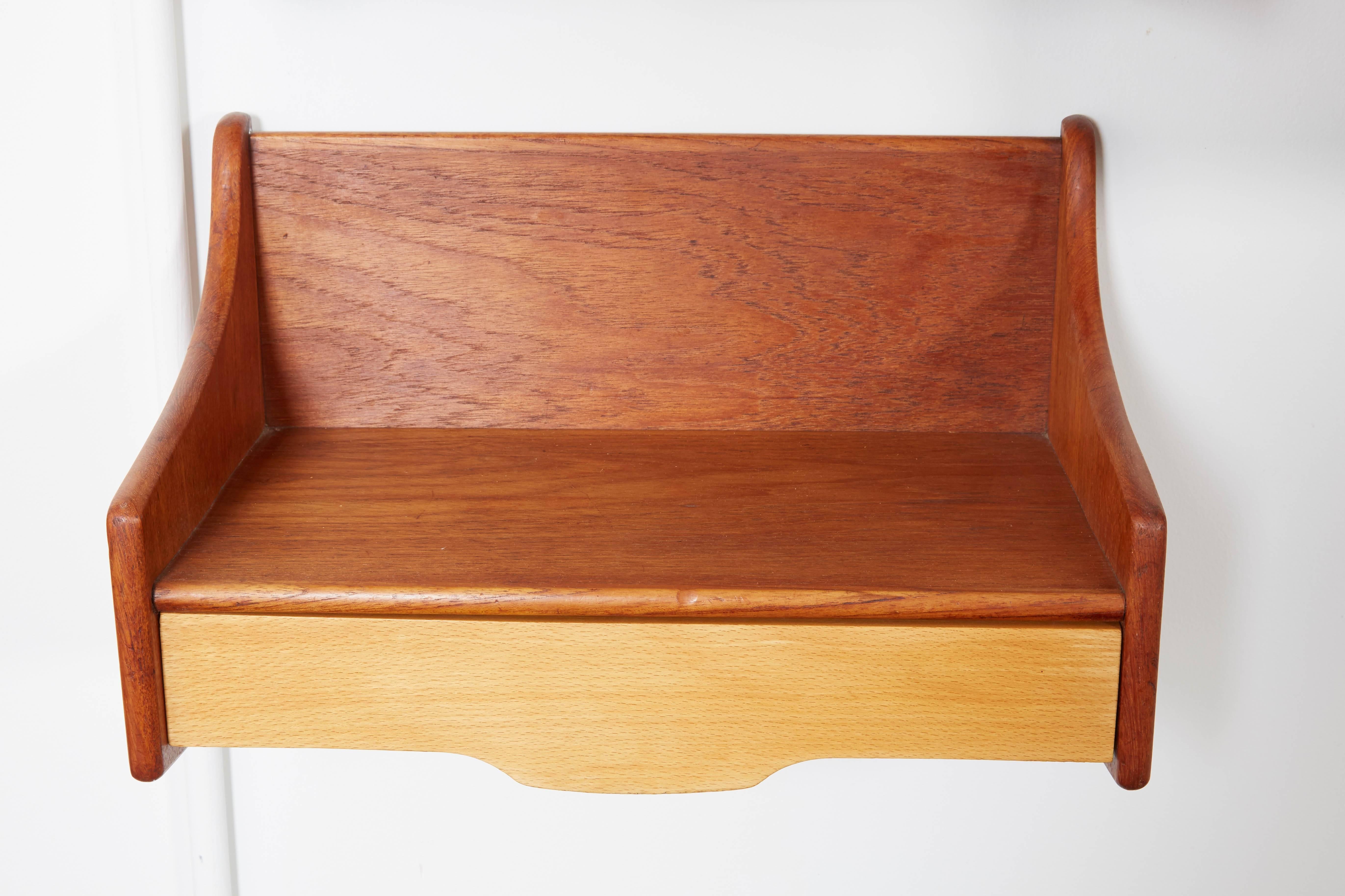 Beech Mid Century Wall Shelves by Bender Madsen, Pair For Sale