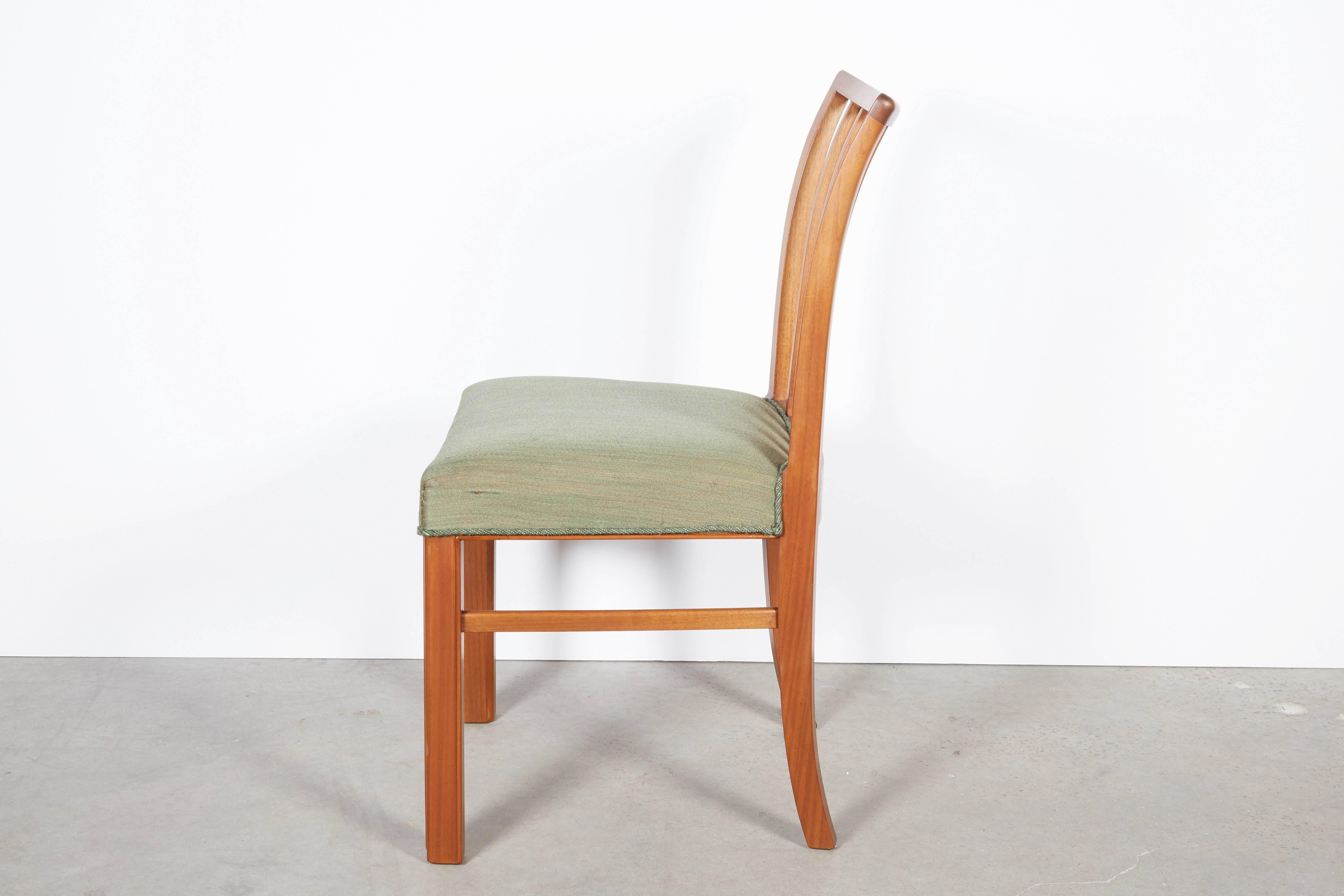 Mid Century Green Dining Chairs by Jacob Kjaer, set of 8 In Excellent Condition In New York, NY