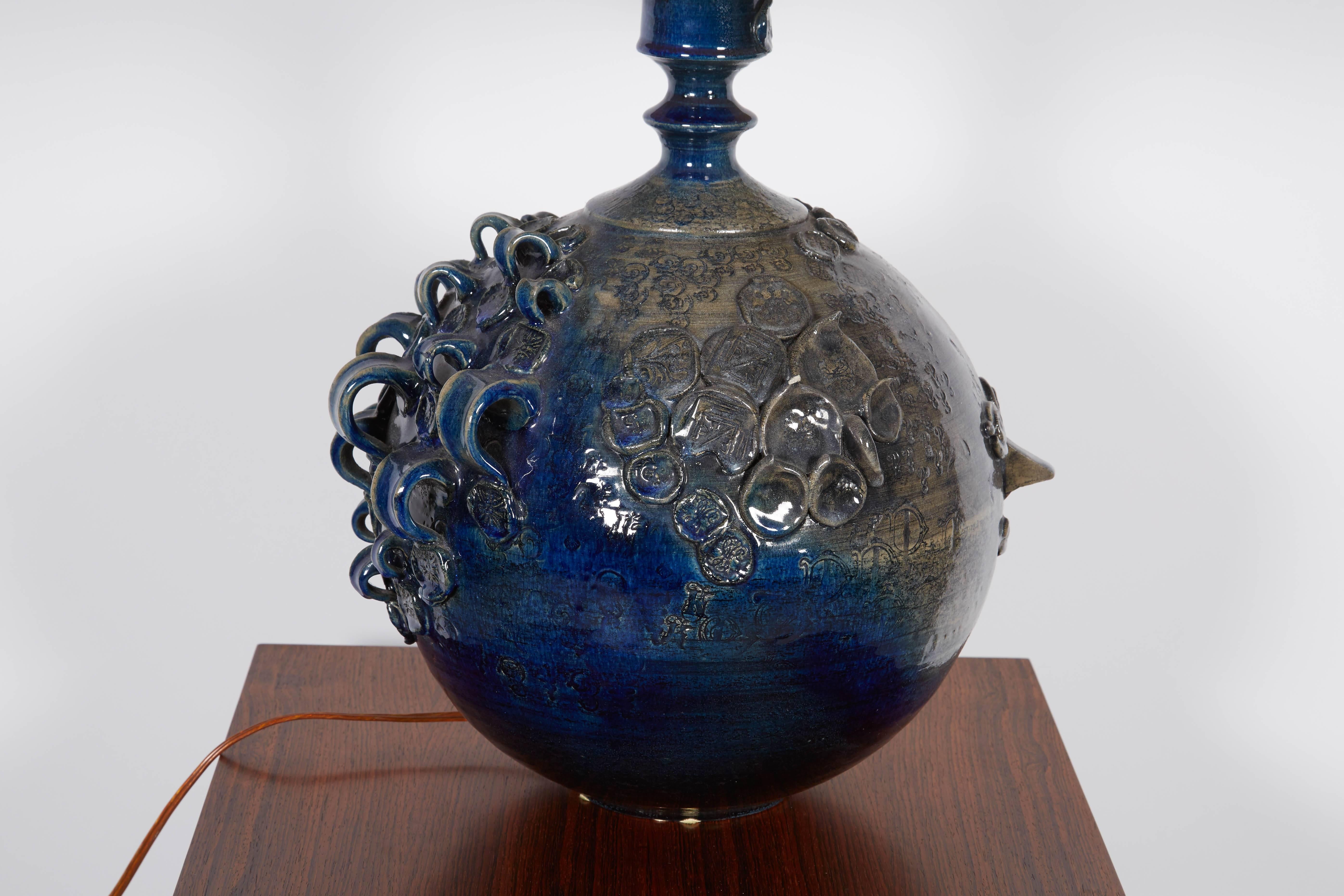 Glazed Rosenthal Ceramic Lamp by Bjorn Wiinblad For Sale