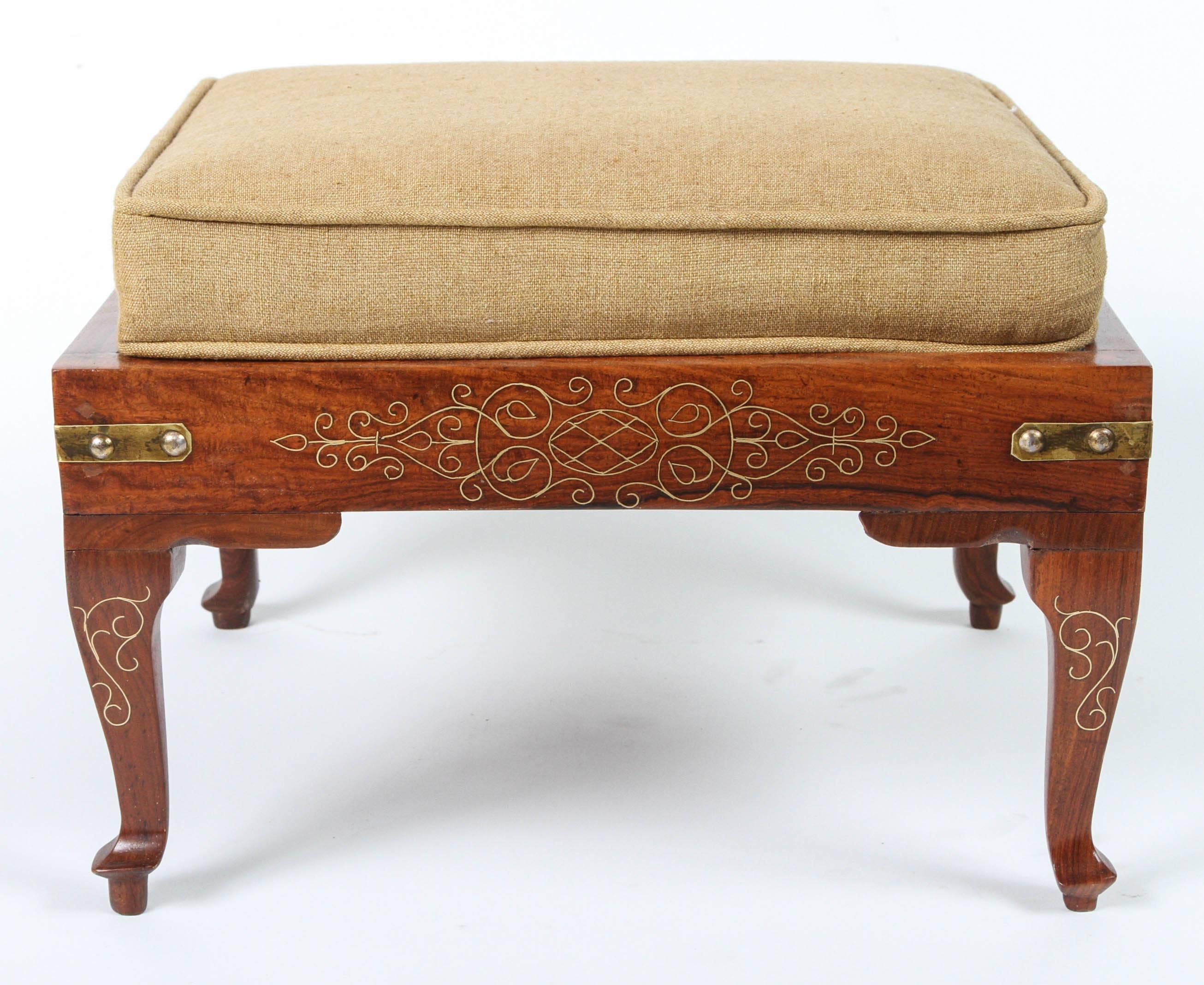 Pair of Vintage Rosewood Footstools In Excellent Condition In Pasadena, CA