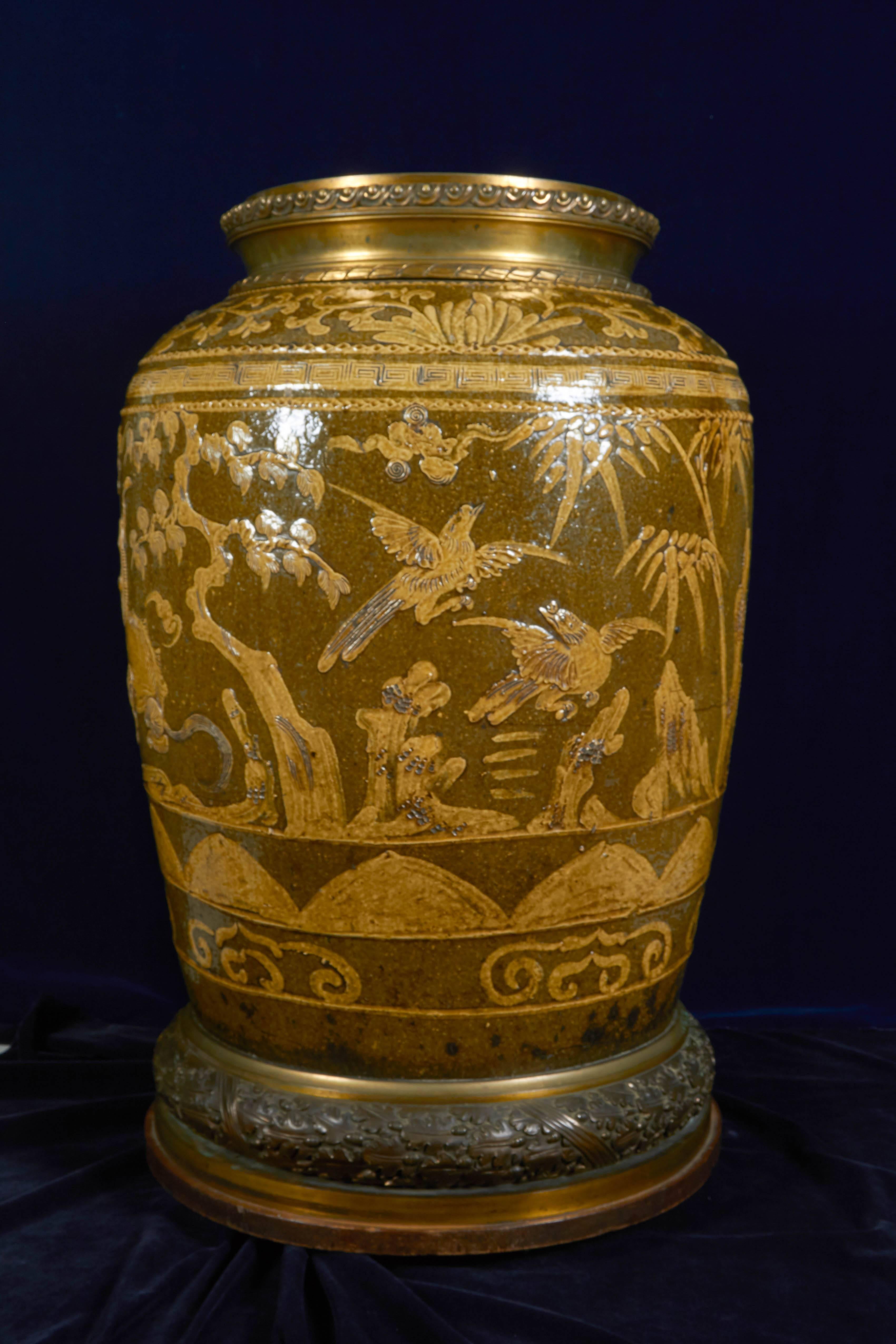 Monumental Chinese Porcelain Jardinière Mounted in Louis XVI Style Ormolu 2