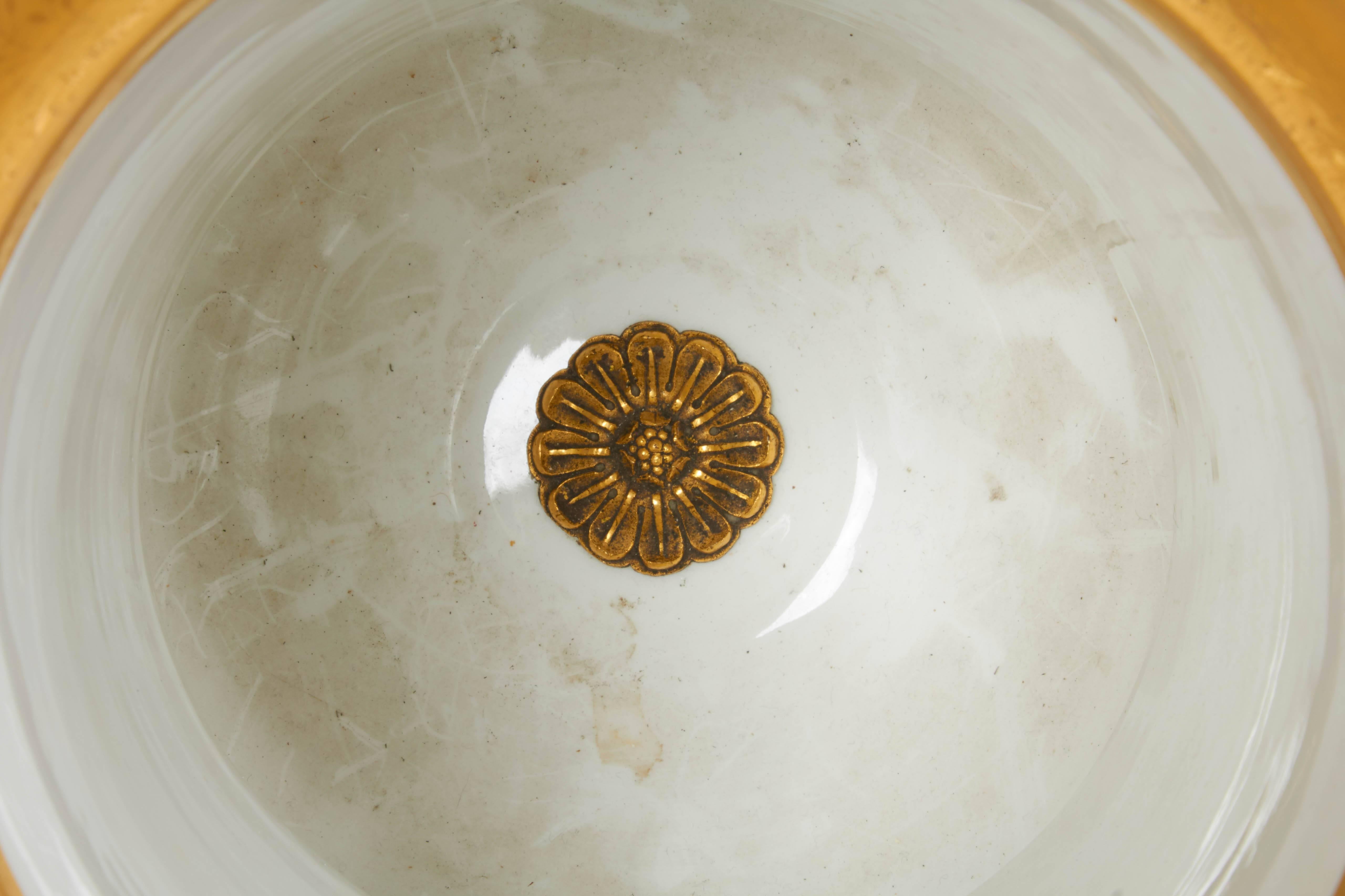 Porcelain Antique Neoclassical, Empire Period, Berlin-KPM Gold Ground Campana Vase For Sale