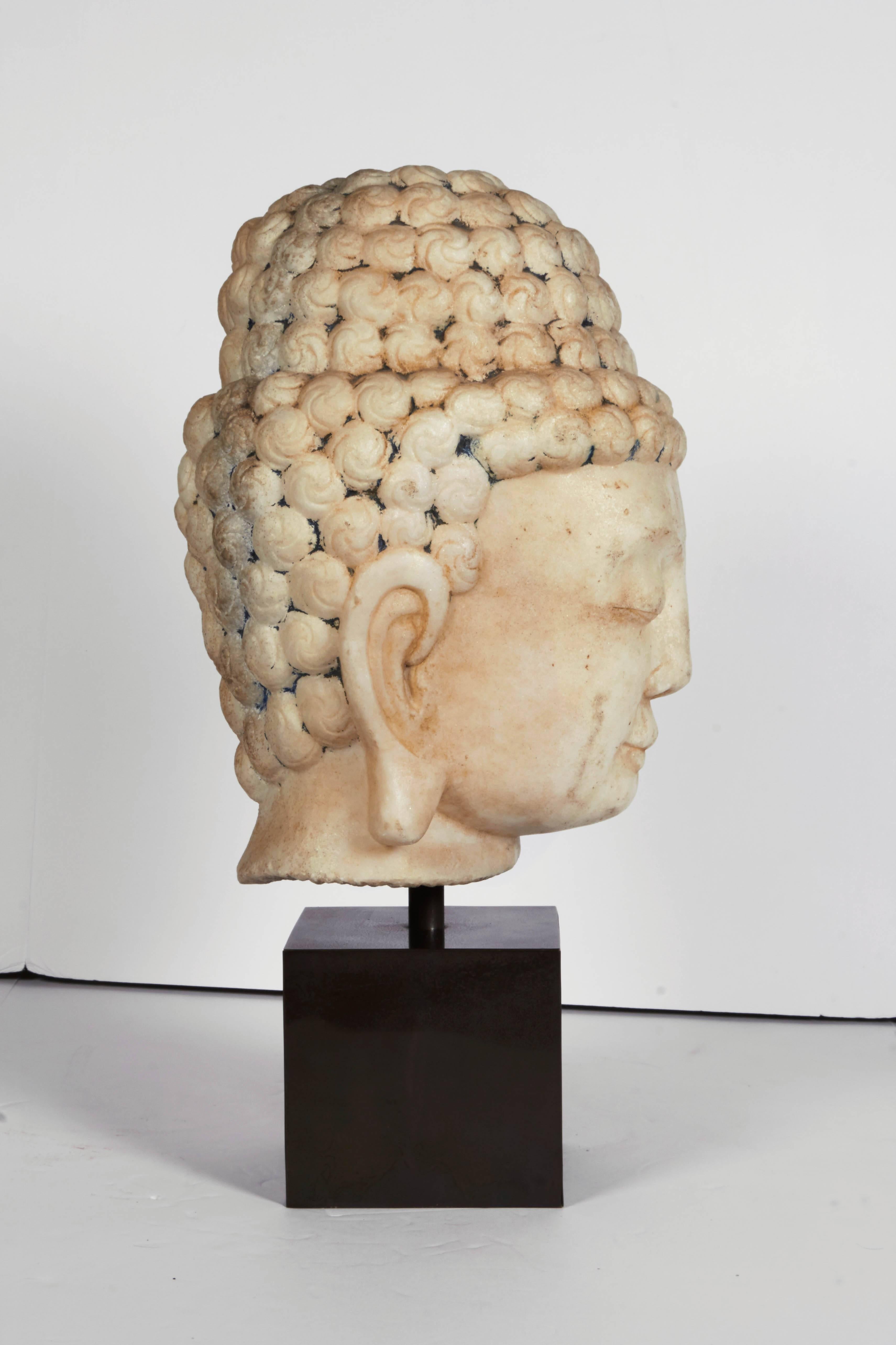 White Stone Head of Buddha, Chinese, Ming Dynasty, '1368-1644' 3