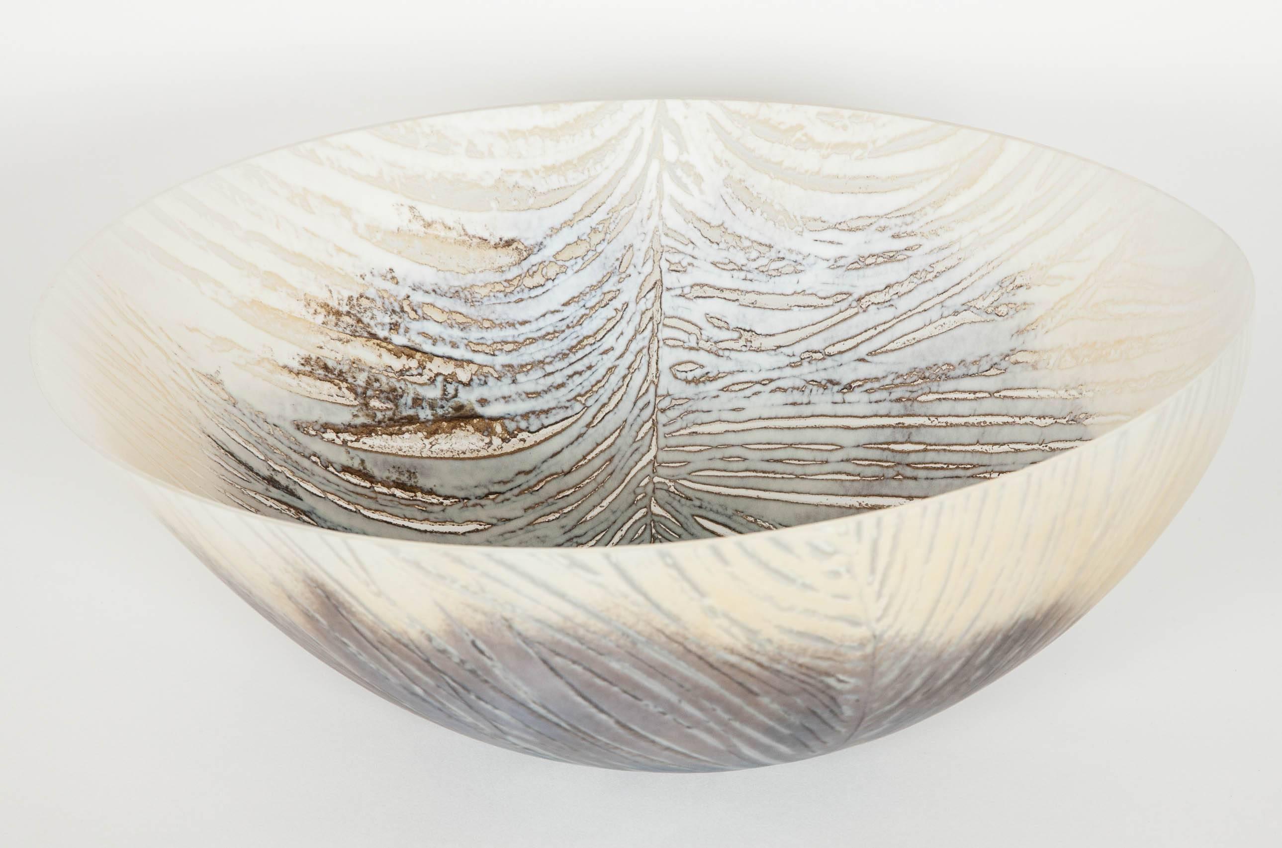 Organic Modern Feather, a Unique Glass Bowl in natural tones & colours by Amanda Simmons