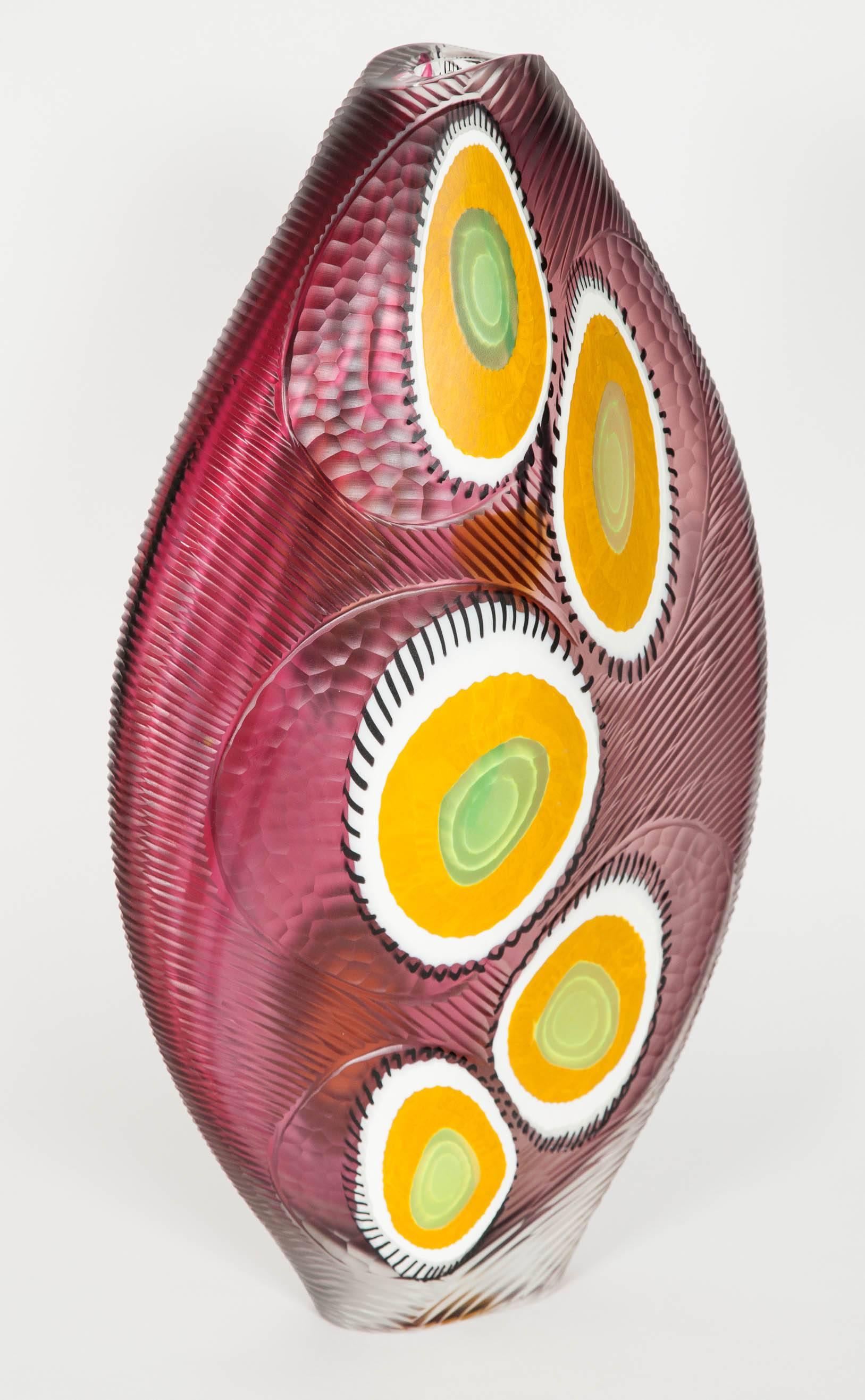 Hand-Crafted Evviva II, a mixed coloured sculptural glass vase by Marco & Mattia Salvadore For Sale