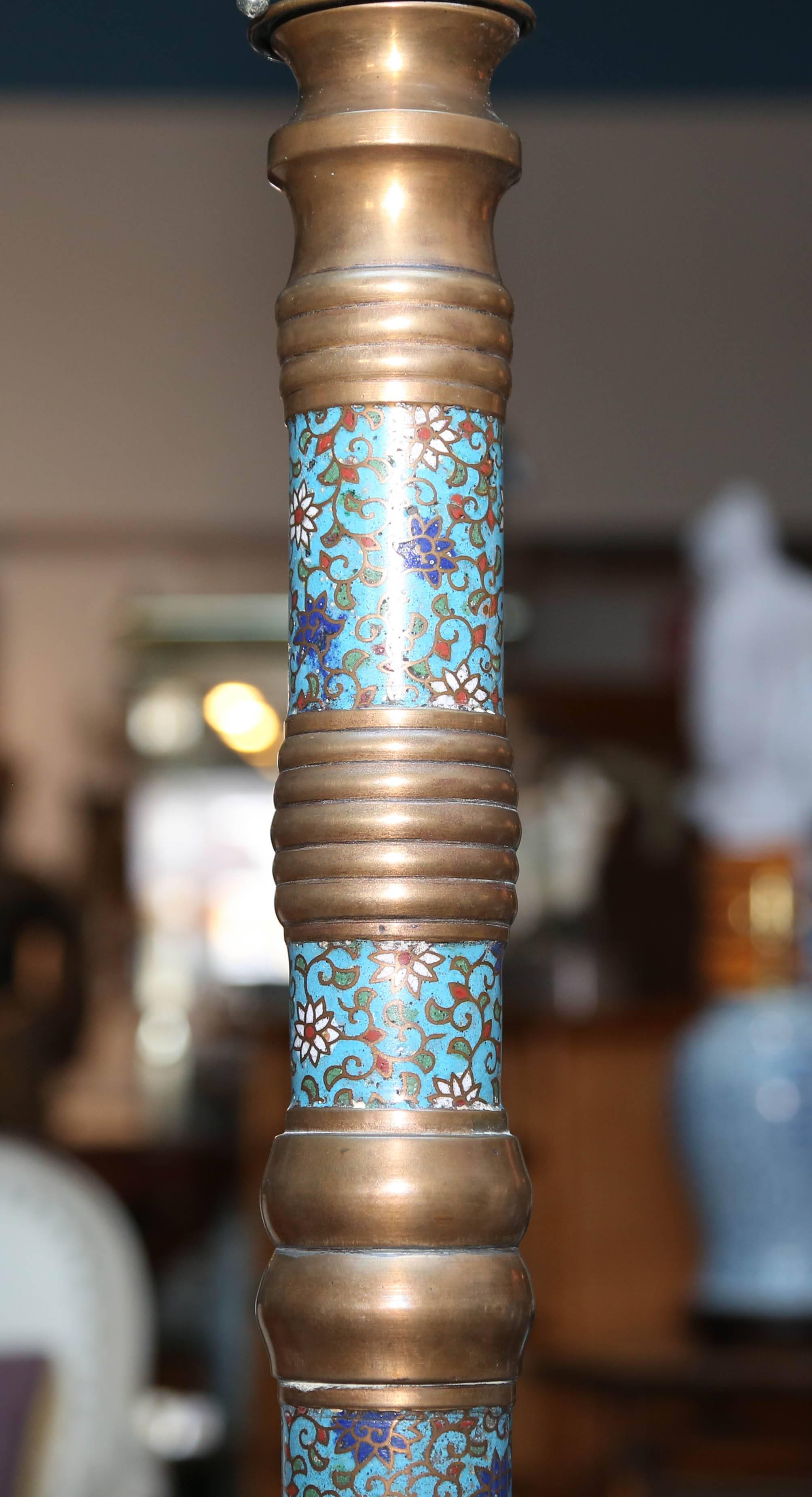 Outstanding Cloisonne' Floor Lamp In Good Condition In West Palm Beach, FL