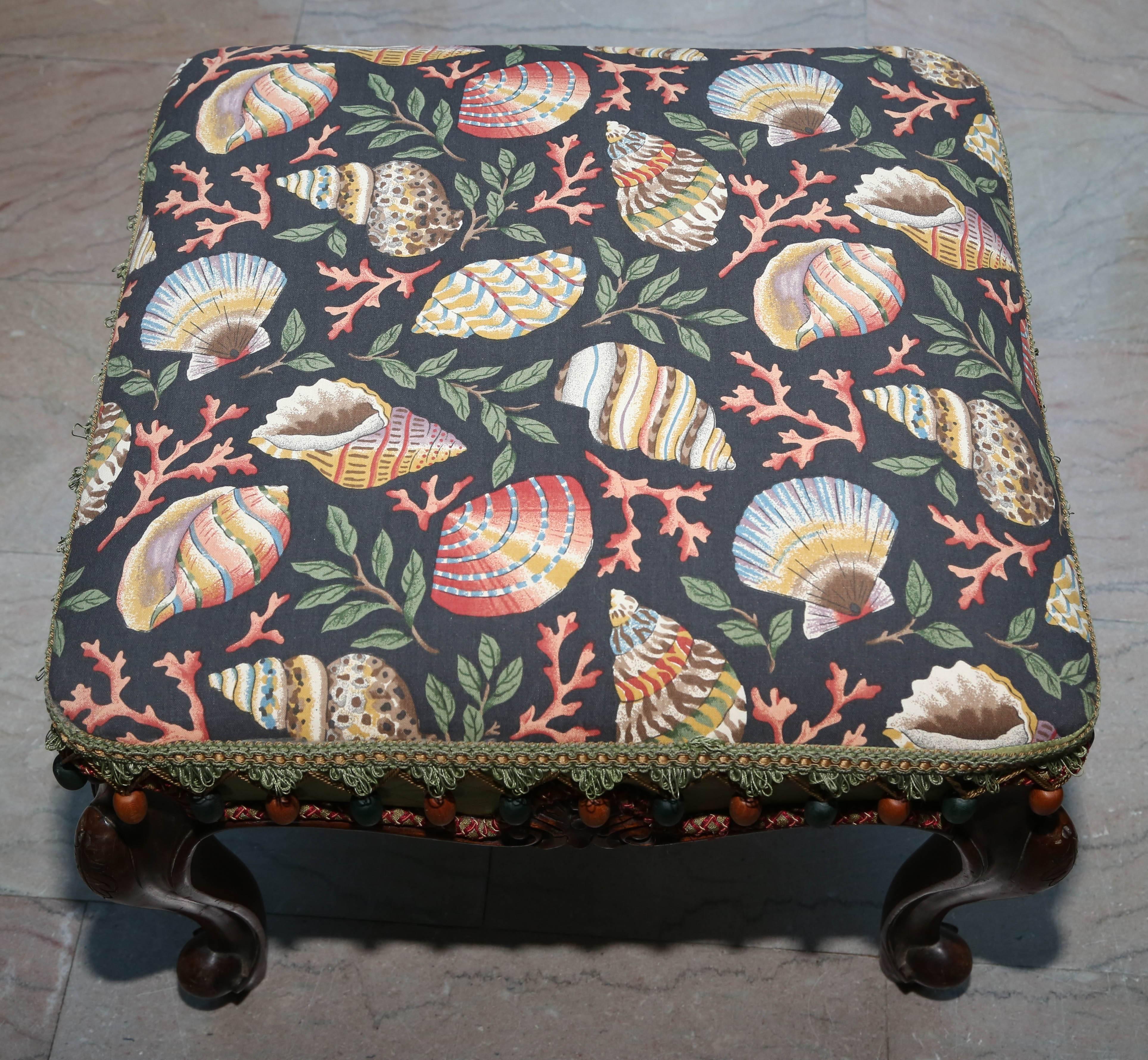 Fabric Shell Motif Country French Bench