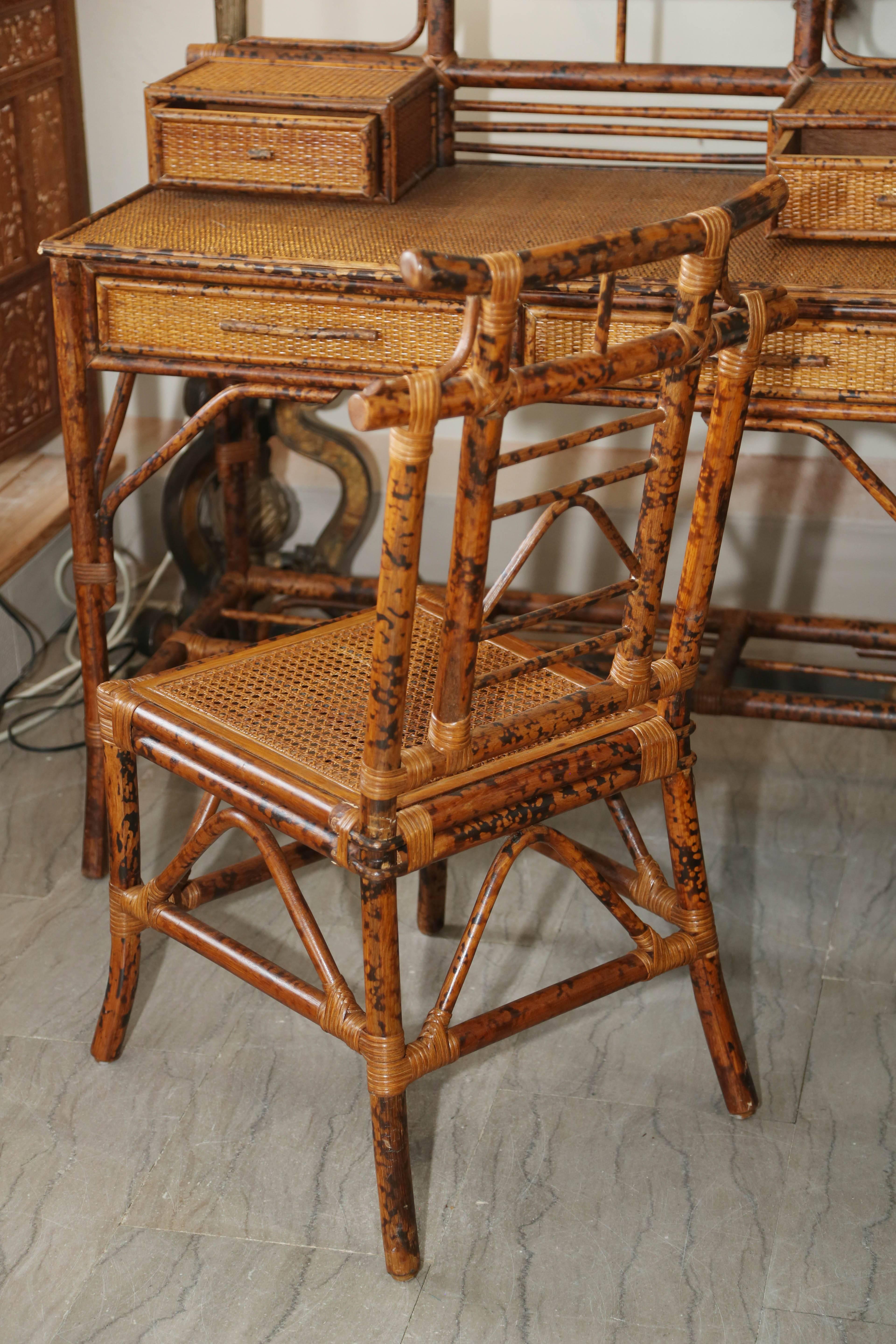 Faux Bamboo and Rattan Chinoiserie Desk with Chair 2