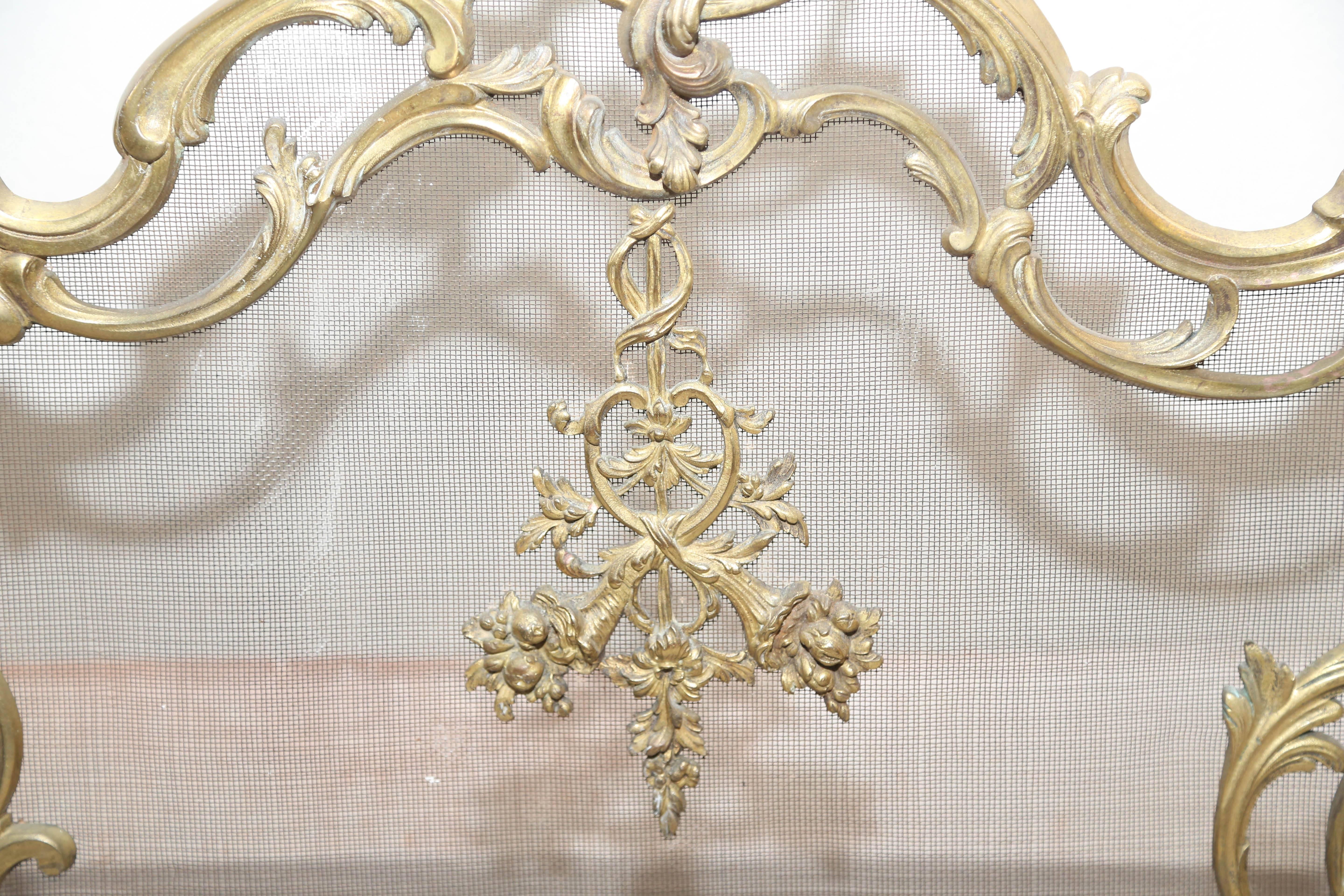 Brass 19th Century, French Baroque Fire Screen