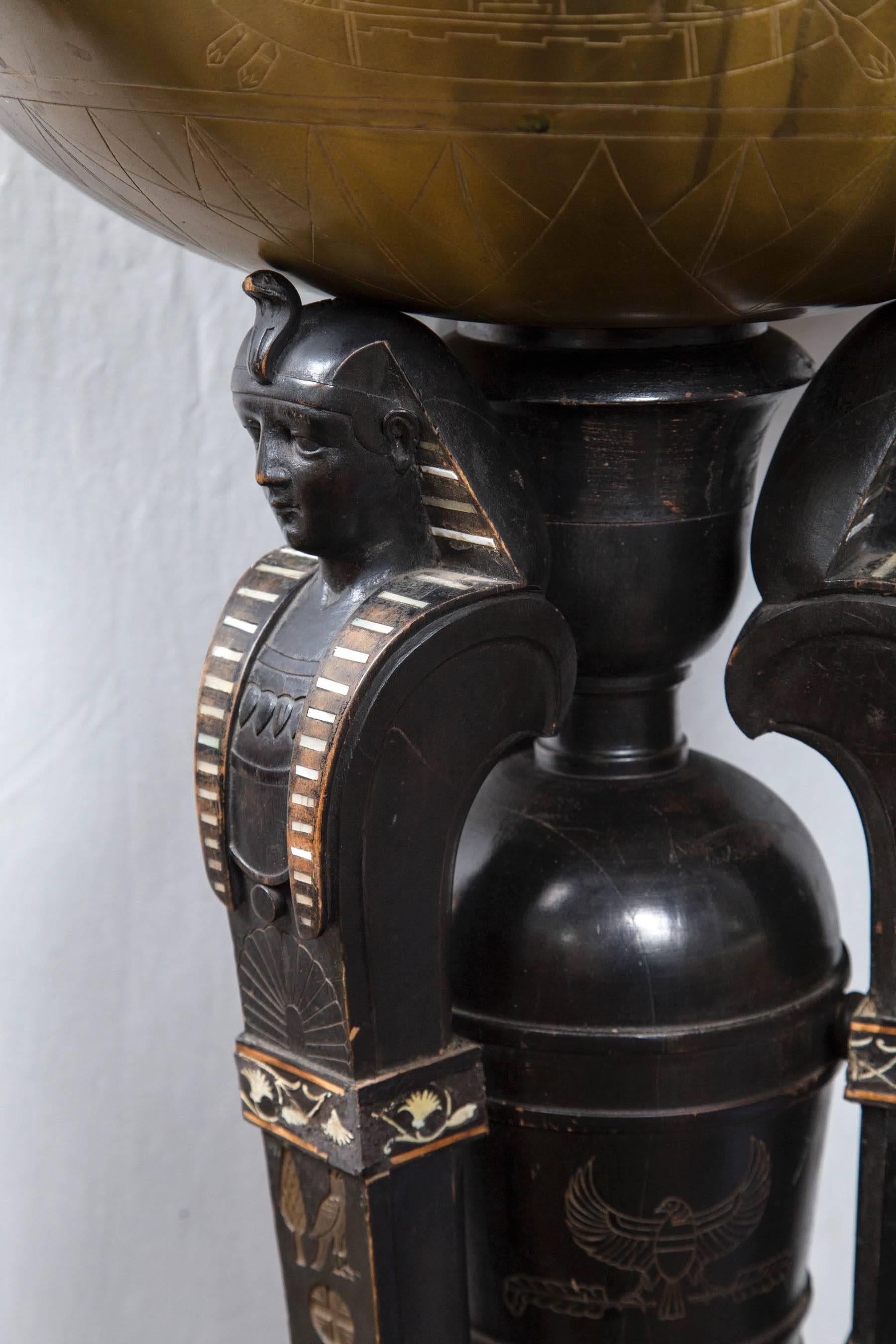 British Egyptian Revival Pedestal and Planter For Sale