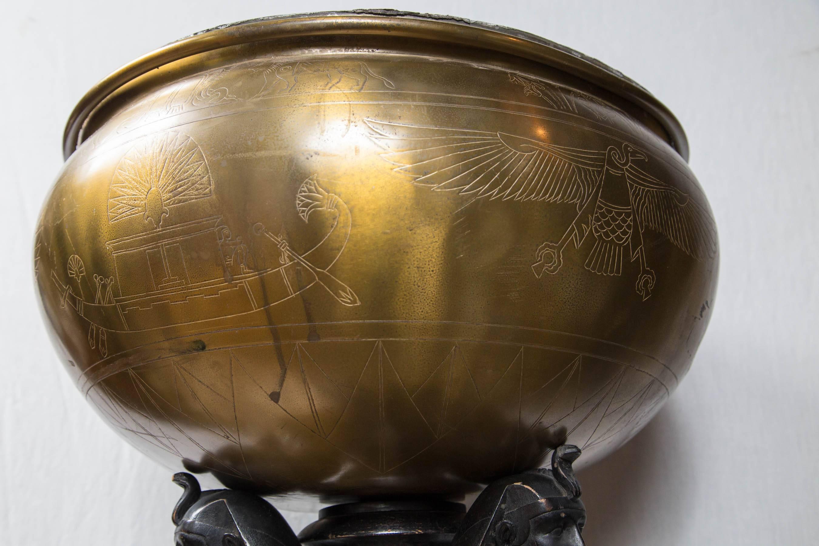 19th Century Egyptian Revival Pedestal and Planter For Sale