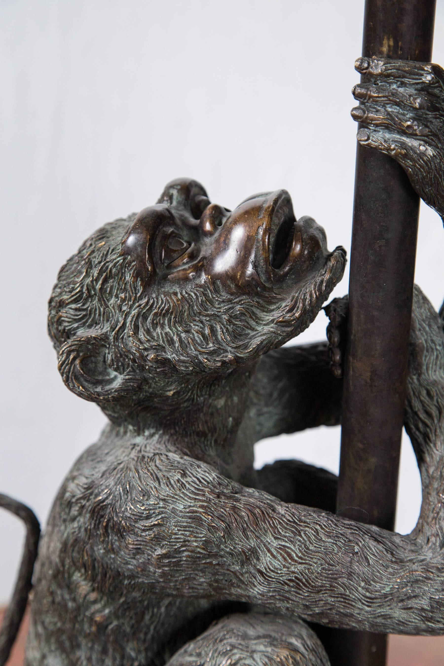 Pair of Bronze Monkey Lamps  1