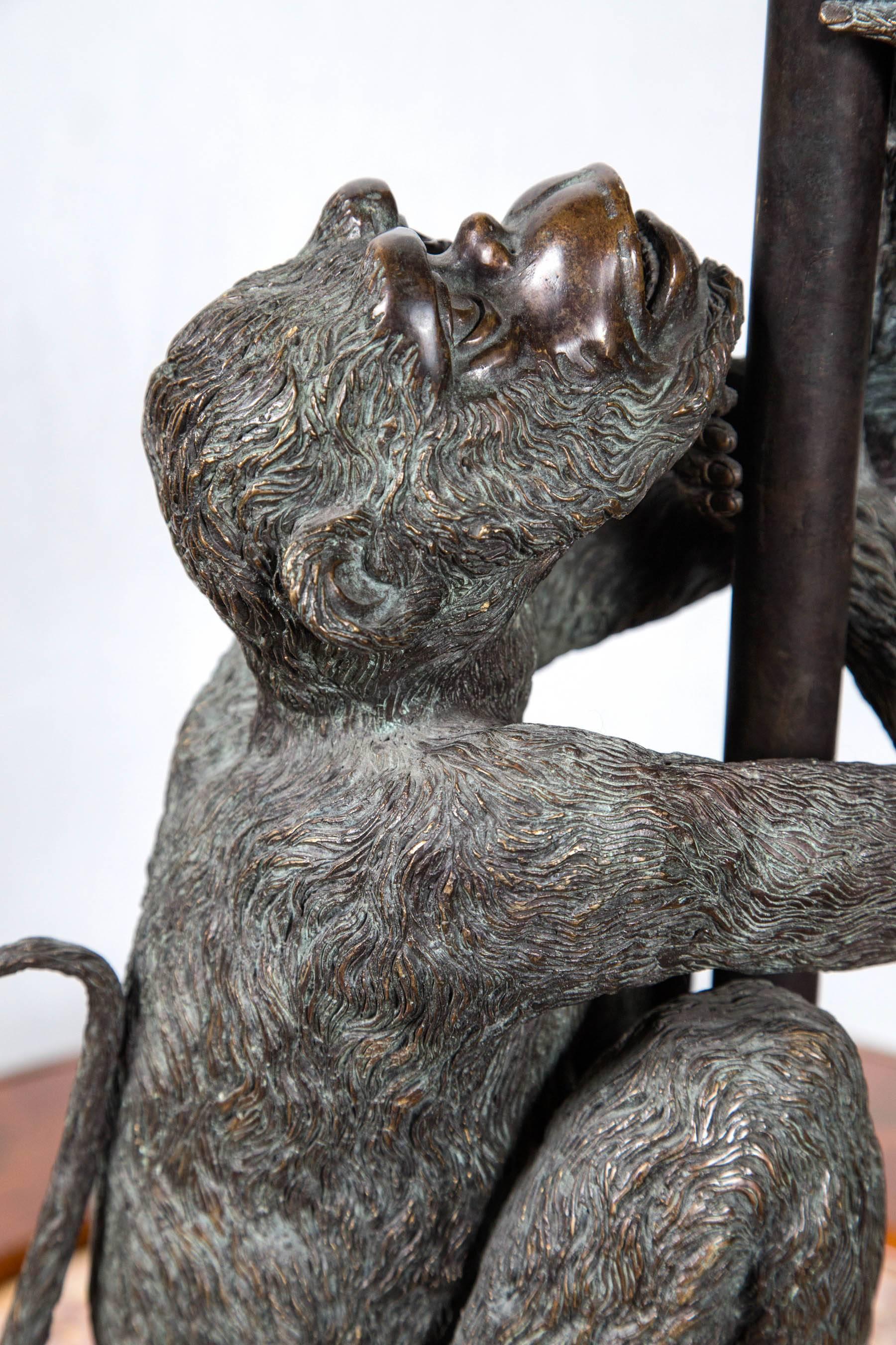 Pair of Bronze Monkey Lamps 2