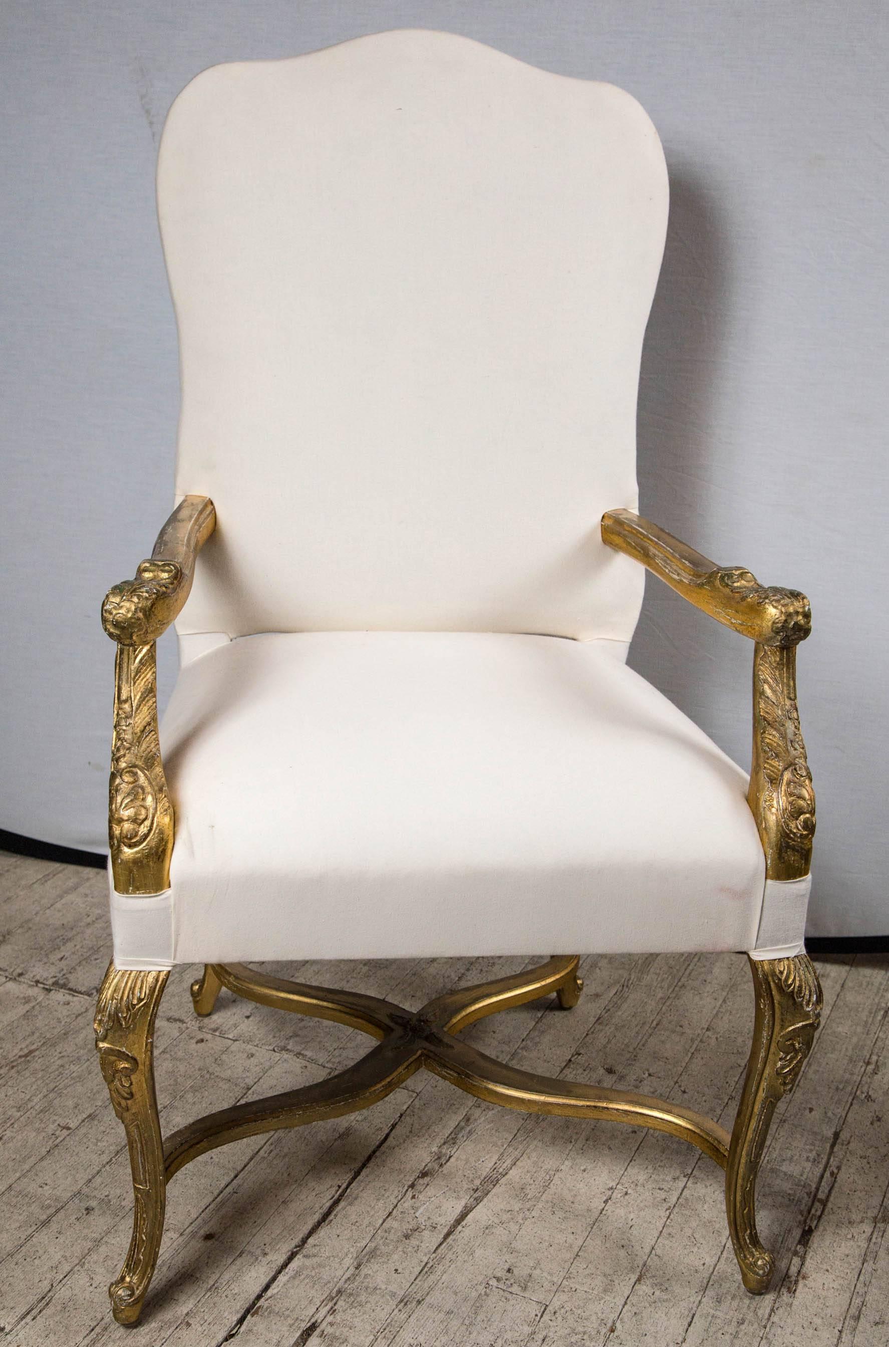 Wood Set of Ten Giltwood Dining Chairs For Sale