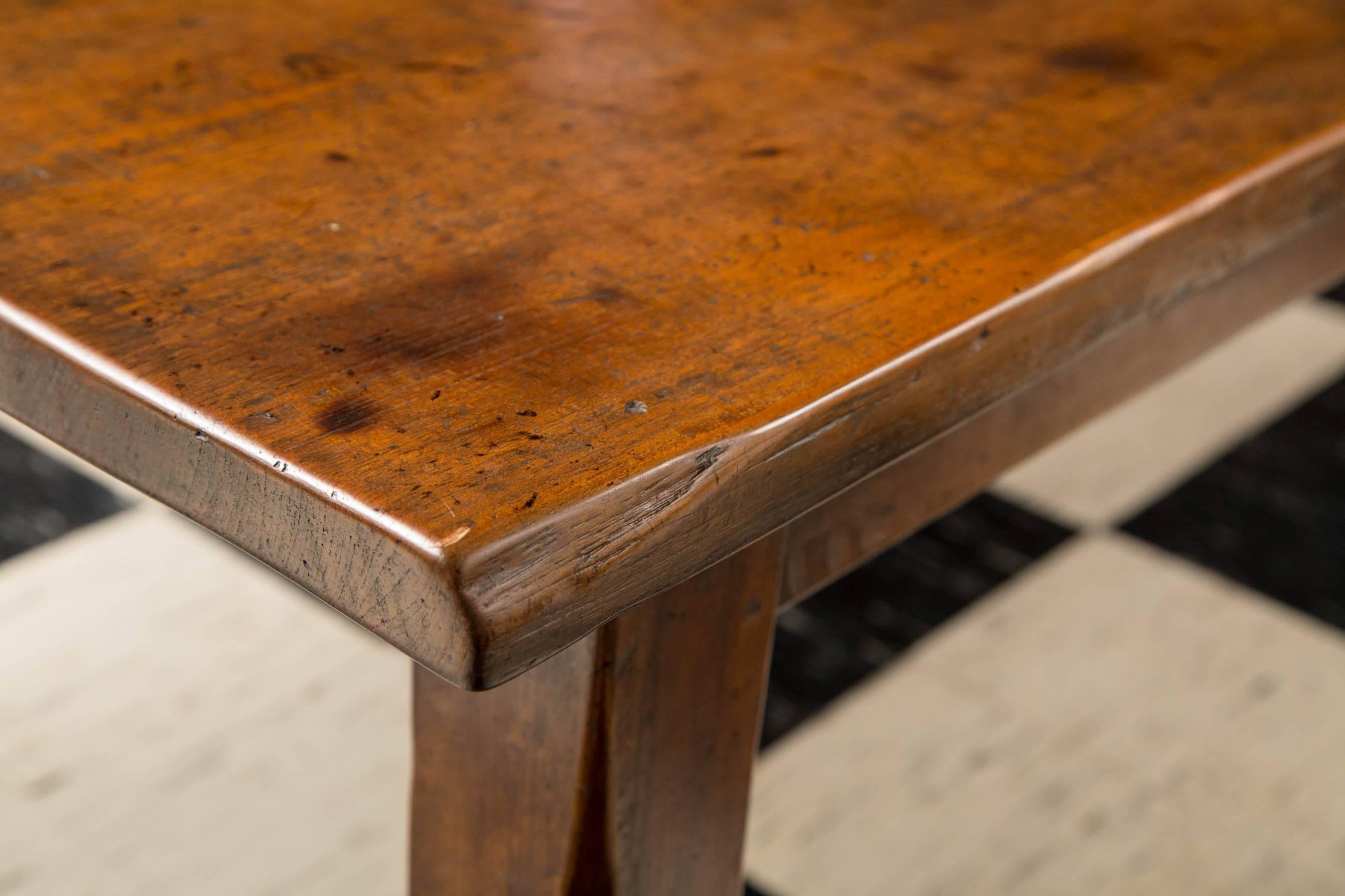 Antique French Chestnut Farm Table In Excellent Condition In Woodbury, CT