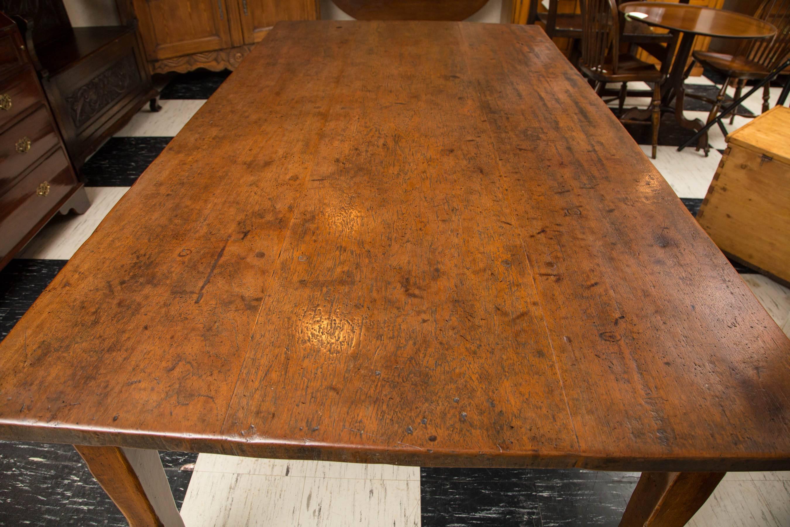19th Century Antique French Chestnut Farm Table