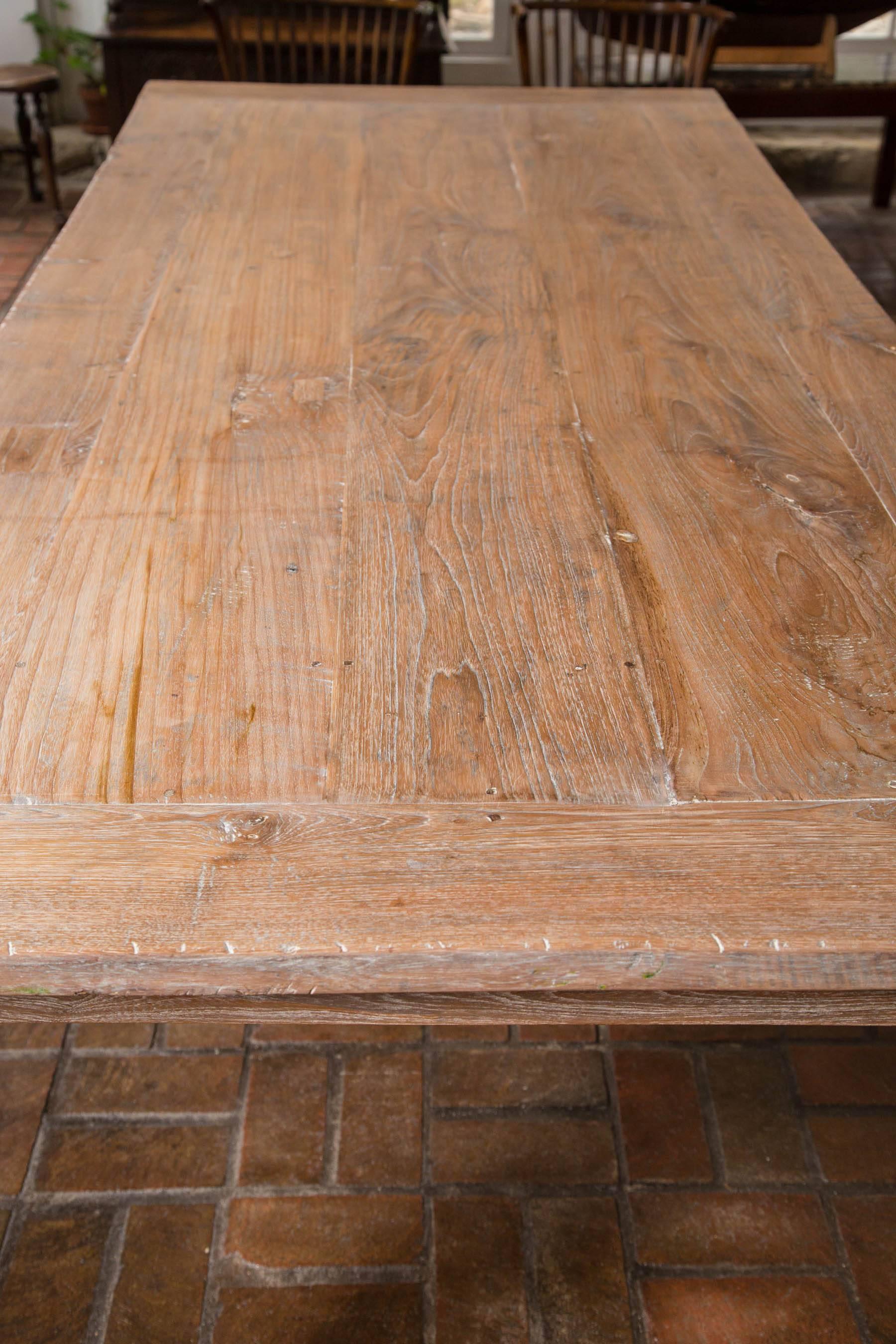 Antique Limed Chestnut Worktable / Farm Table 1