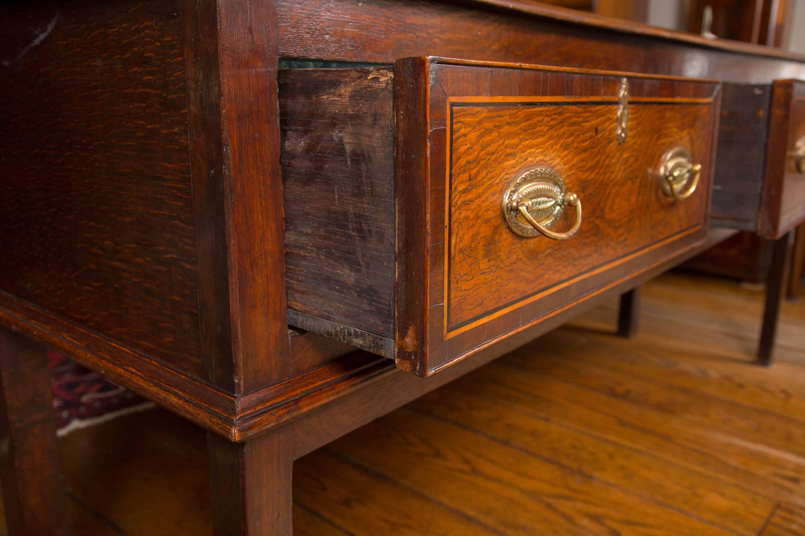 British Oak Three-drawer Server / Huntboard