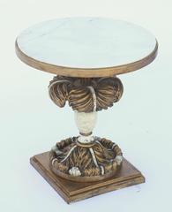 Round Italian Accent Table with Marble Top on Painted and Parcel-Gilt Plume Base